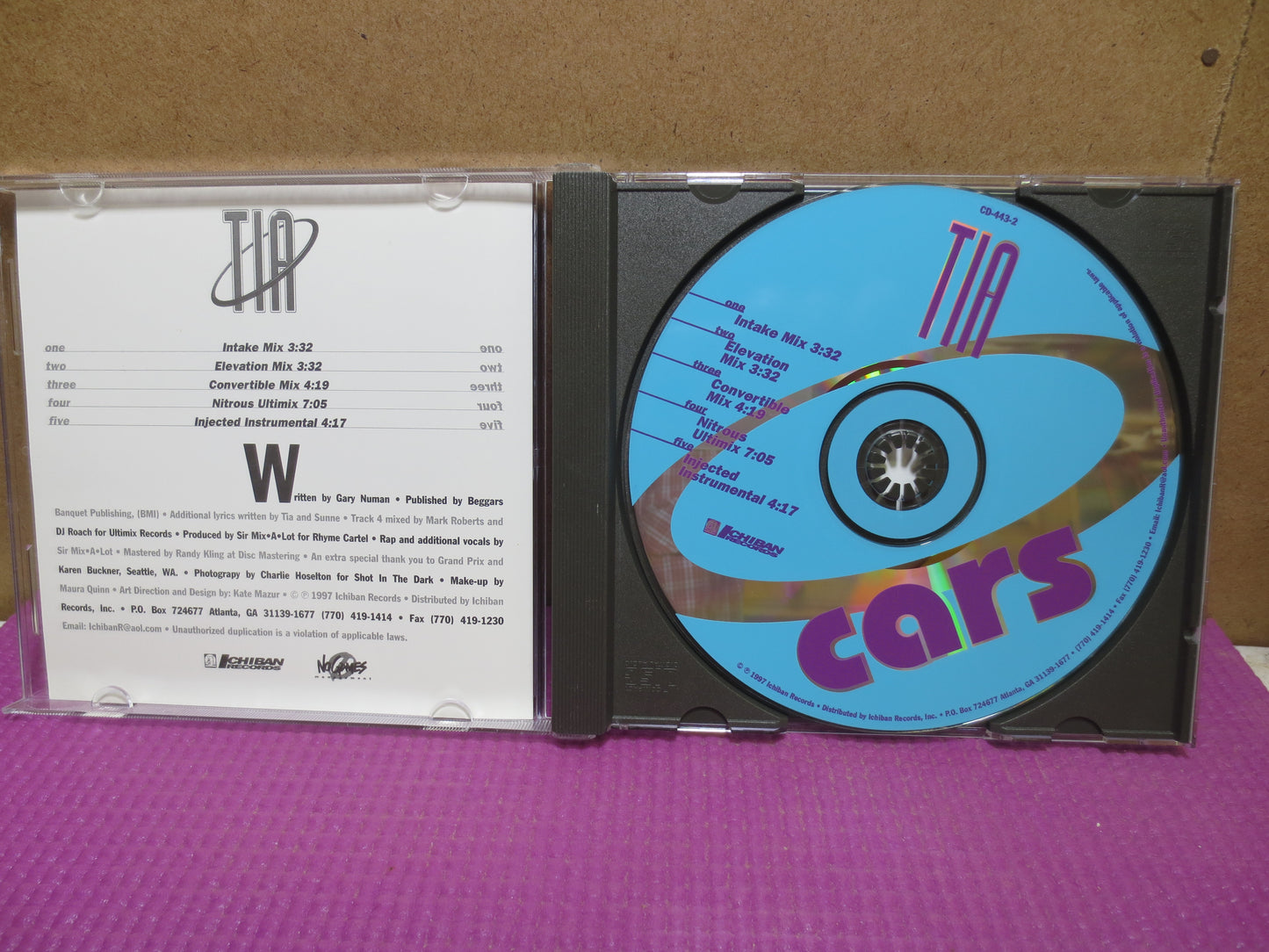 TIA, CARS, TIA Cd, Tia Compact Disc, Tia Album, Tia Lp, Pop Cd, Classic Pop Cd, Vintage Compact Disc, 1997 Compact Discs