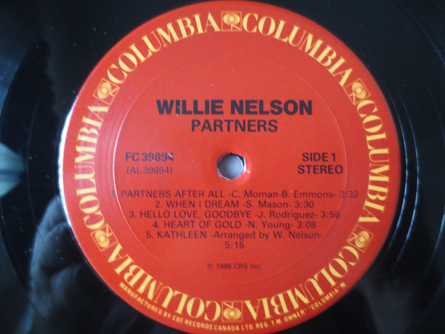 WILLIE NELSON, WILLIE NELSON Record, PARTNERS, Willie Nelson Albums, Willie Nelson Lp, Willie Nelson, Vinyl, Vinyl Albums, 1986 Records