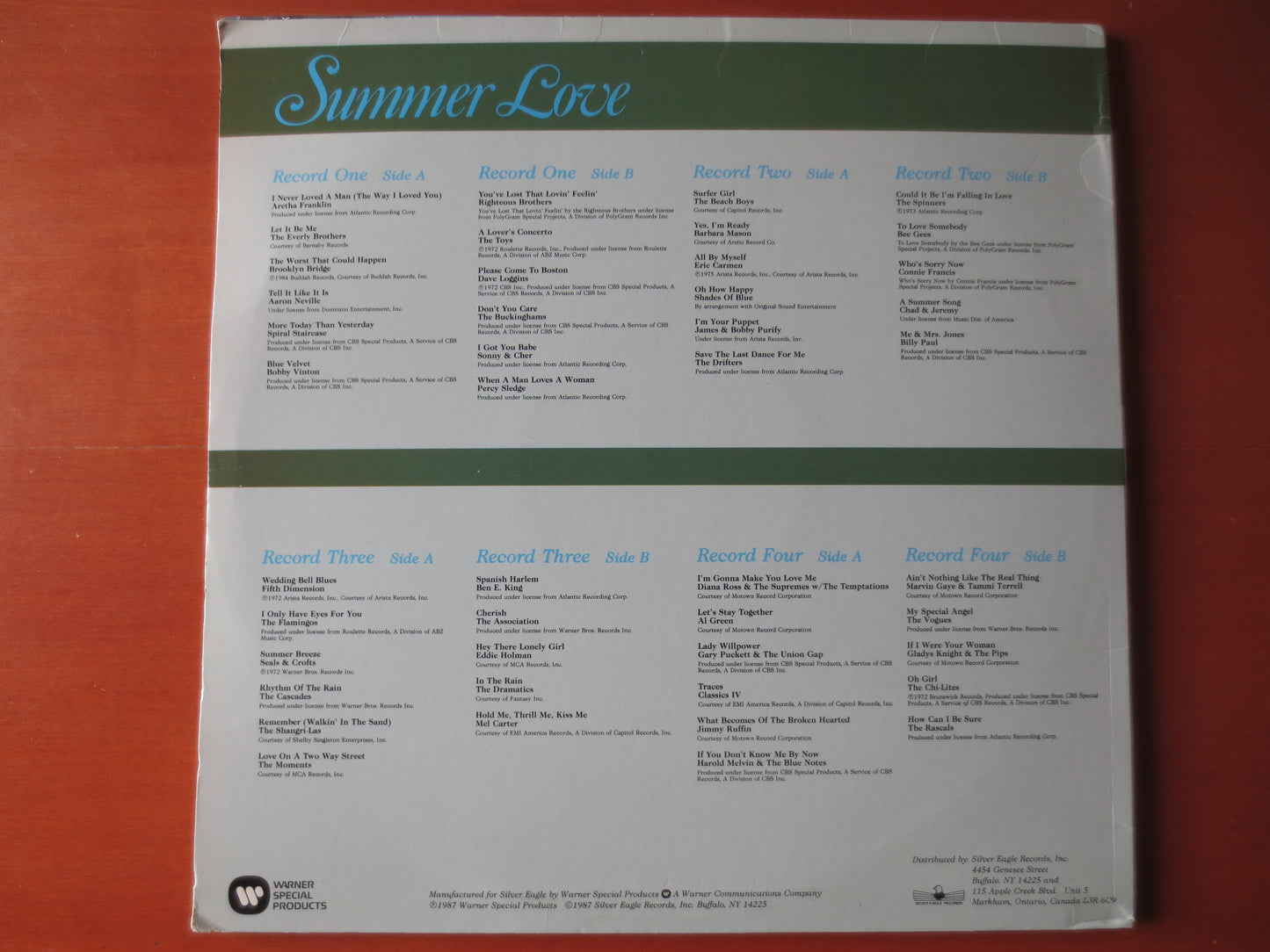 SUMMER LOVE, 4 RECORDS, Aaron Neville Lps, Spiral Staircase, Sonny and Cher lps, lps, Vinyl Record, Vinyl, 1987 Records