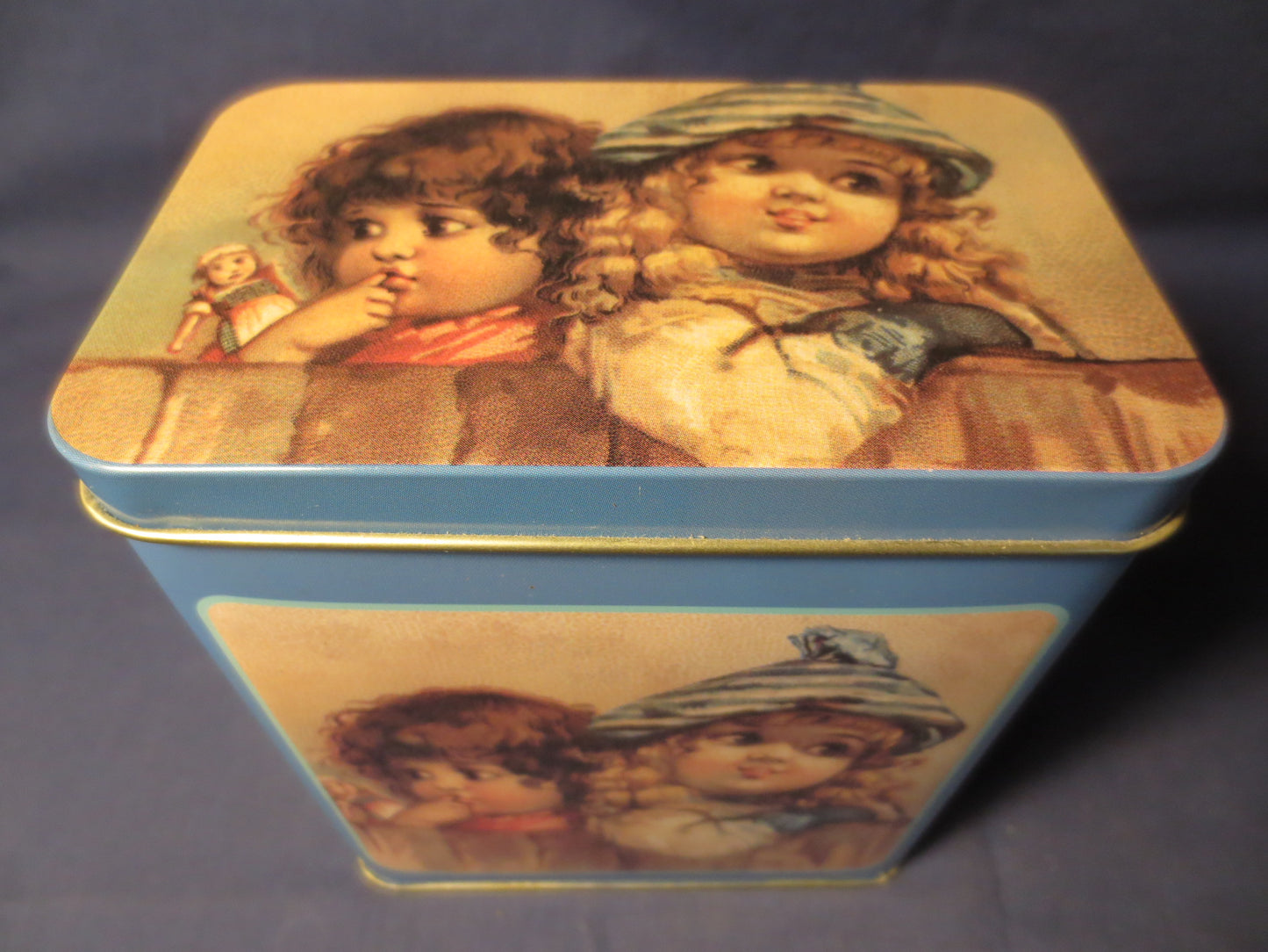 Vintage Tin Box, Tin Box, Sister's Tin Box, Collectible Tin Box, Baby Tin Box, Metal Box