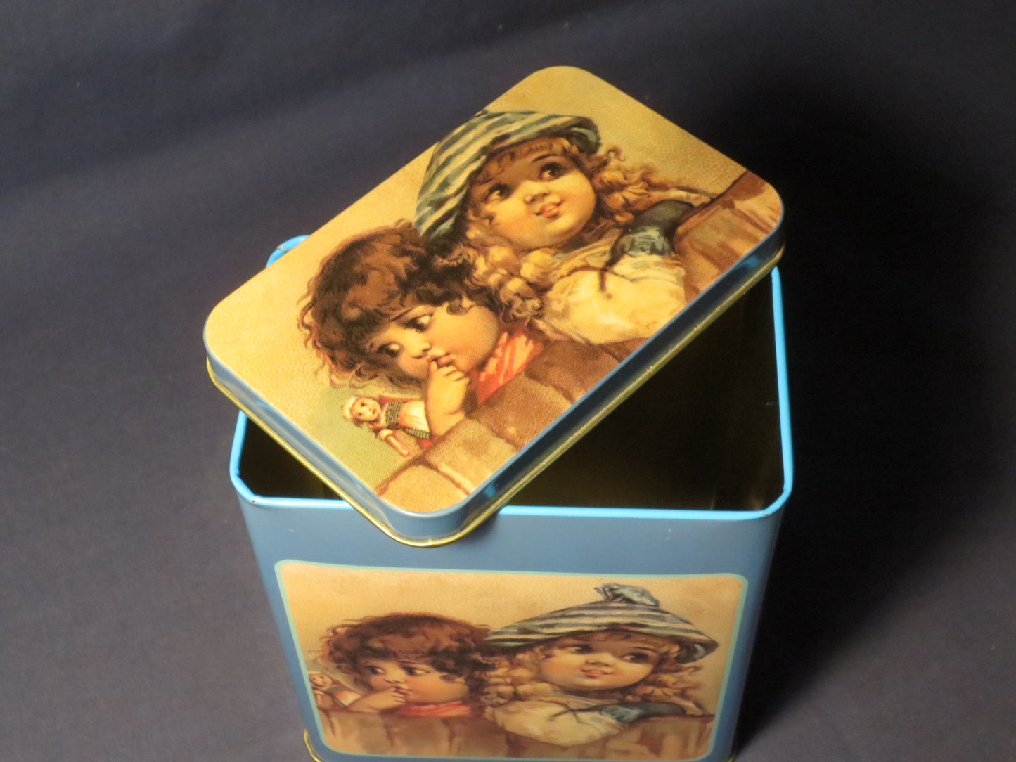 Vintage Tin Box, Tin Box, Sister's Tin Box, Collectible Tin Box, Baby Tin Box, Metal Box