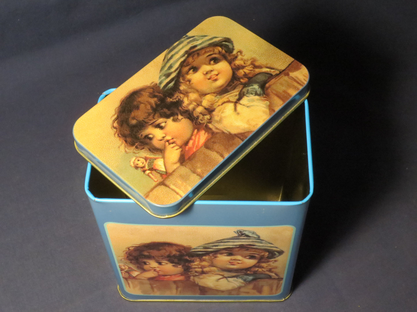 Vintage Tin Box, Tin Box, Sister's Tin Box, Collectible Tin Box, Baby Tin Box, Metal Box