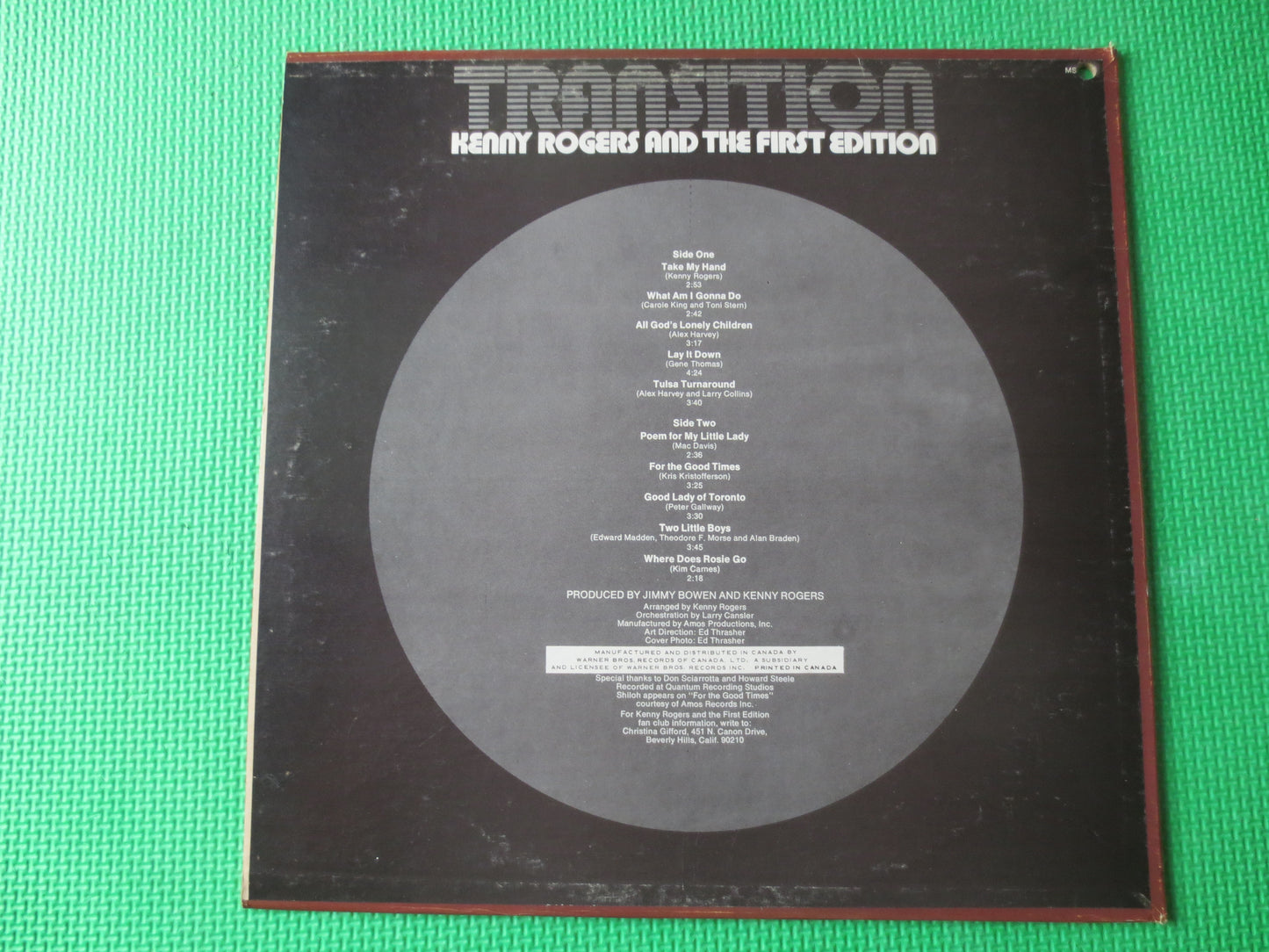 KENNY ROGERS, and the FIRST Edition, Transition Album, lps, Rock Record, Kenny Rogers Records, Vinyl Album, 1971 Records