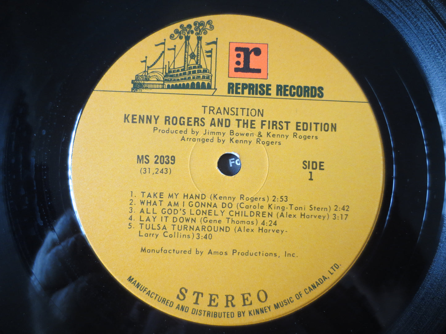 KENNY ROGERS, and the FIRST Edition, Transition Album, lps, Rock Record, Kenny Rogers Records, Vinyl Album, 1971 Records