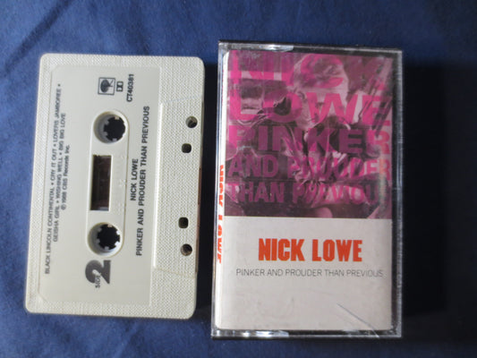 NICK LOWE Tape, PINKER and Prouder, Nick Lowe Album, Nick Lowe Music, Tape Cassette, Nick Lowe Cassette, 1988 Cassette