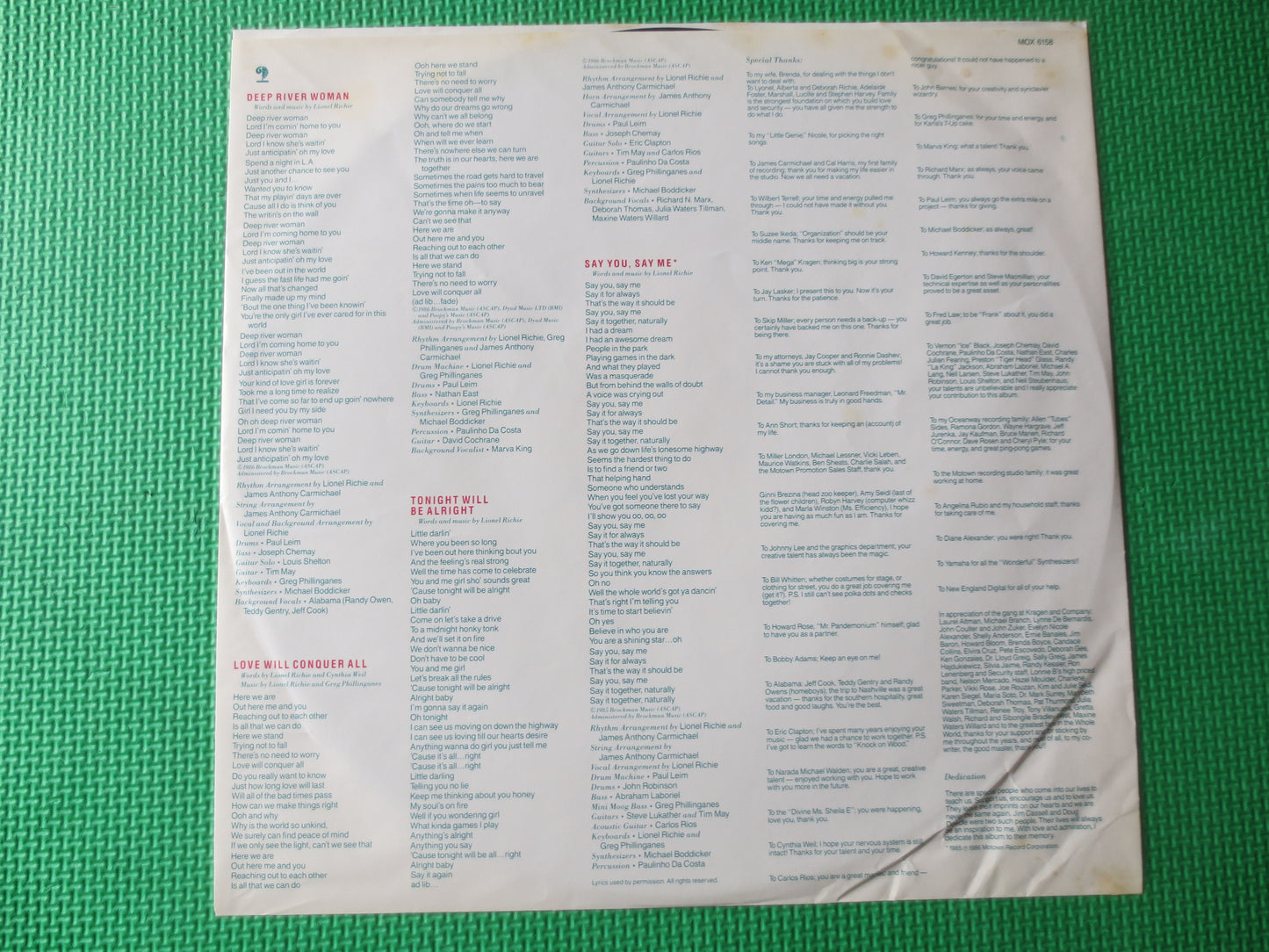 LIONEL RICHIE, Dancing On The Ceiling, LIONEL Richie Record, Lionel Richie Album, Disco Records, Motown Records, Lionel Richie Vinyl, 1986 Records