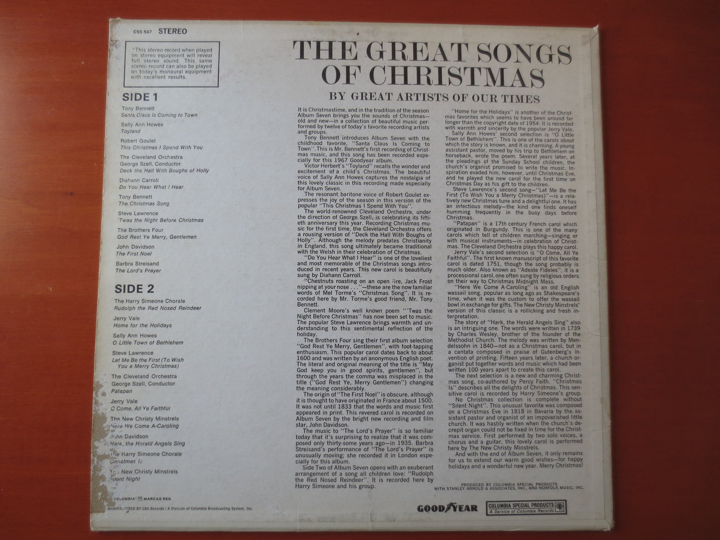 GREAT SONGS of CHRISTMAS, Album 7, Christmas Songs, Christmas Record, Christmas Vinyl, Christmas Lp, Vinyl Lp, 1967 Records