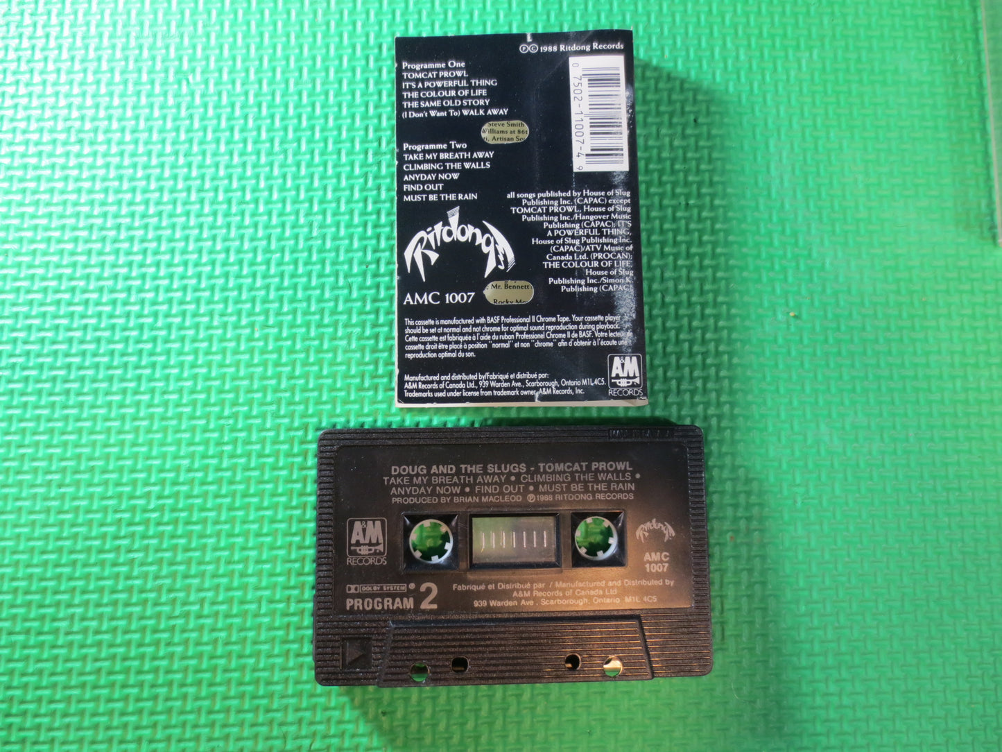 DOUG and the SLUGS, TOMCAT Prowl Tape, Rock Album,Rock Music, Rock Song, Rock Lp, Tape Cassette, Cassette, 1988 Cassette