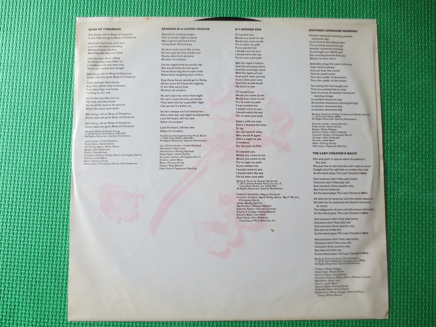 EMMYLOU HARRIS, CIMARRON, Country Records, Vintage Vinyl, Record Vinyl, Records, Vinyl Records, Vinyl Album, 1981 Records