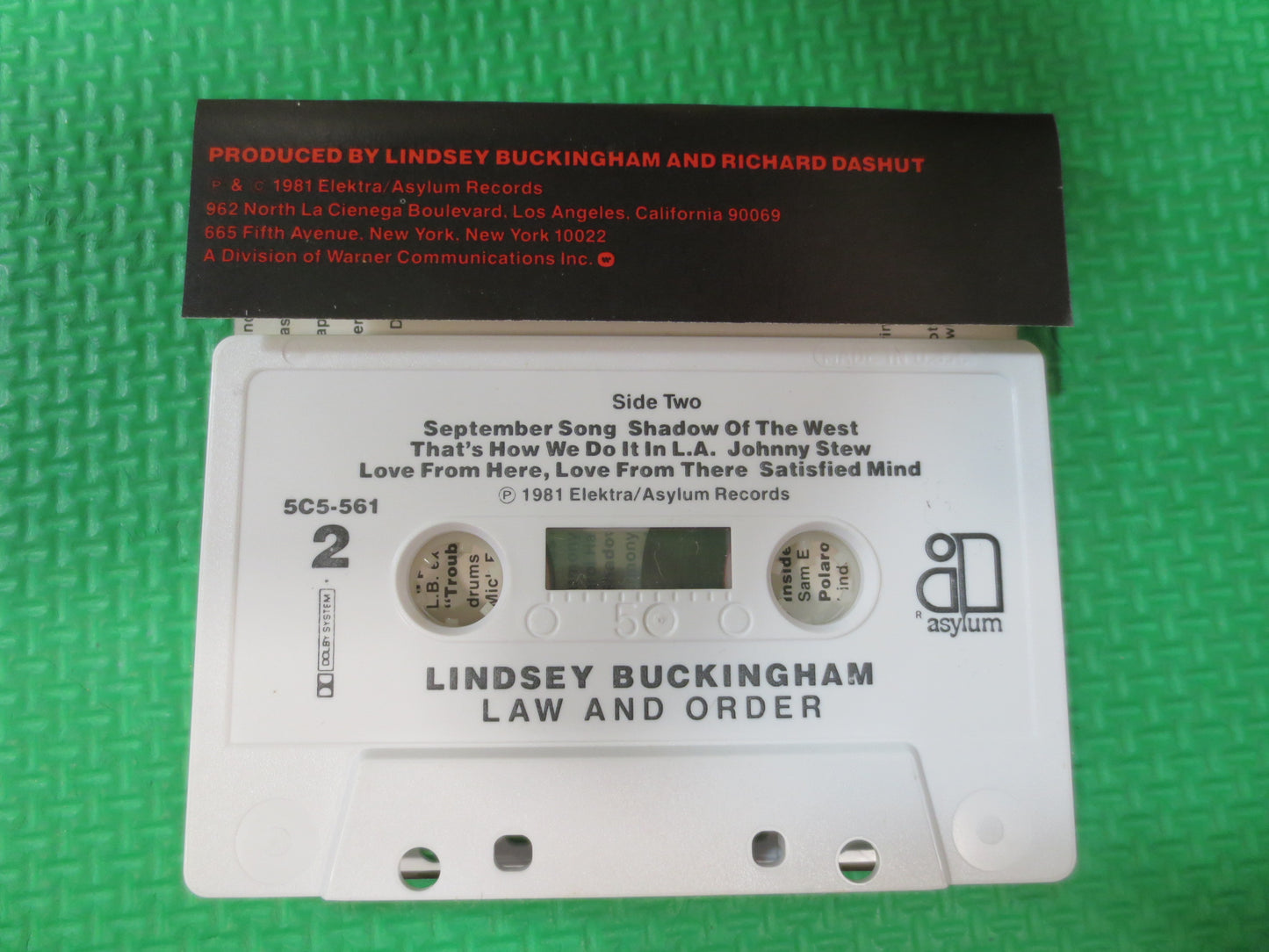 LINDSEY BUCKINGHAM, LAW and Order Tape, Rock Album, Rock Music, Rock Song, Tape Cassette, Rock Cassette, 1981 Cassette