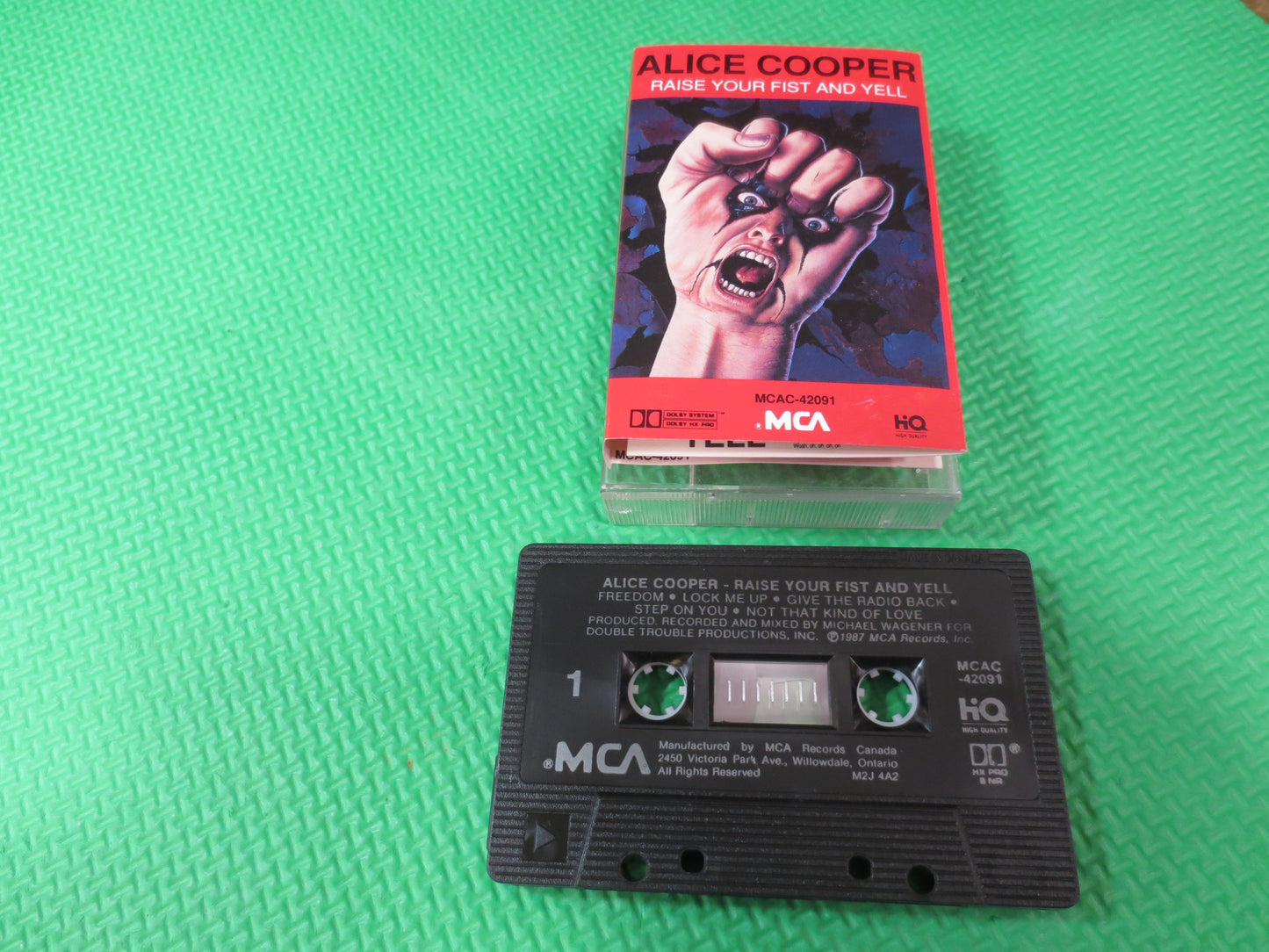 ALICE COOPER Tape, Raise Your FIST and Yell, Alice Cooper Album, Alice Cooper Music, Tape Cassette, Cassette, 1987 Cassette