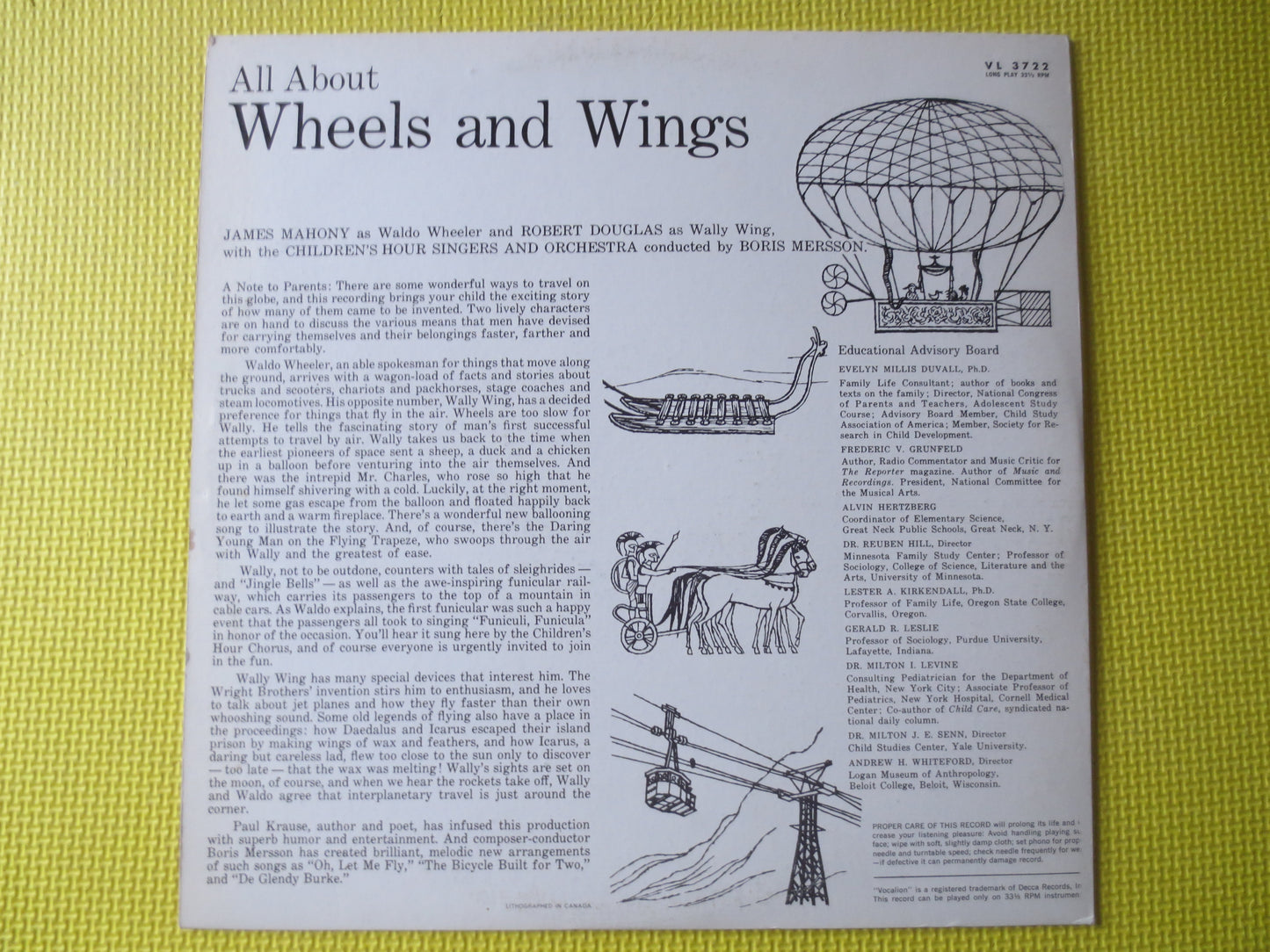 All About Wheels and Wings, Kids Records, CHILDRENS Album, Kids Album, Childrens Lp, Kids Lp, Vinyl Record, 1961 Records