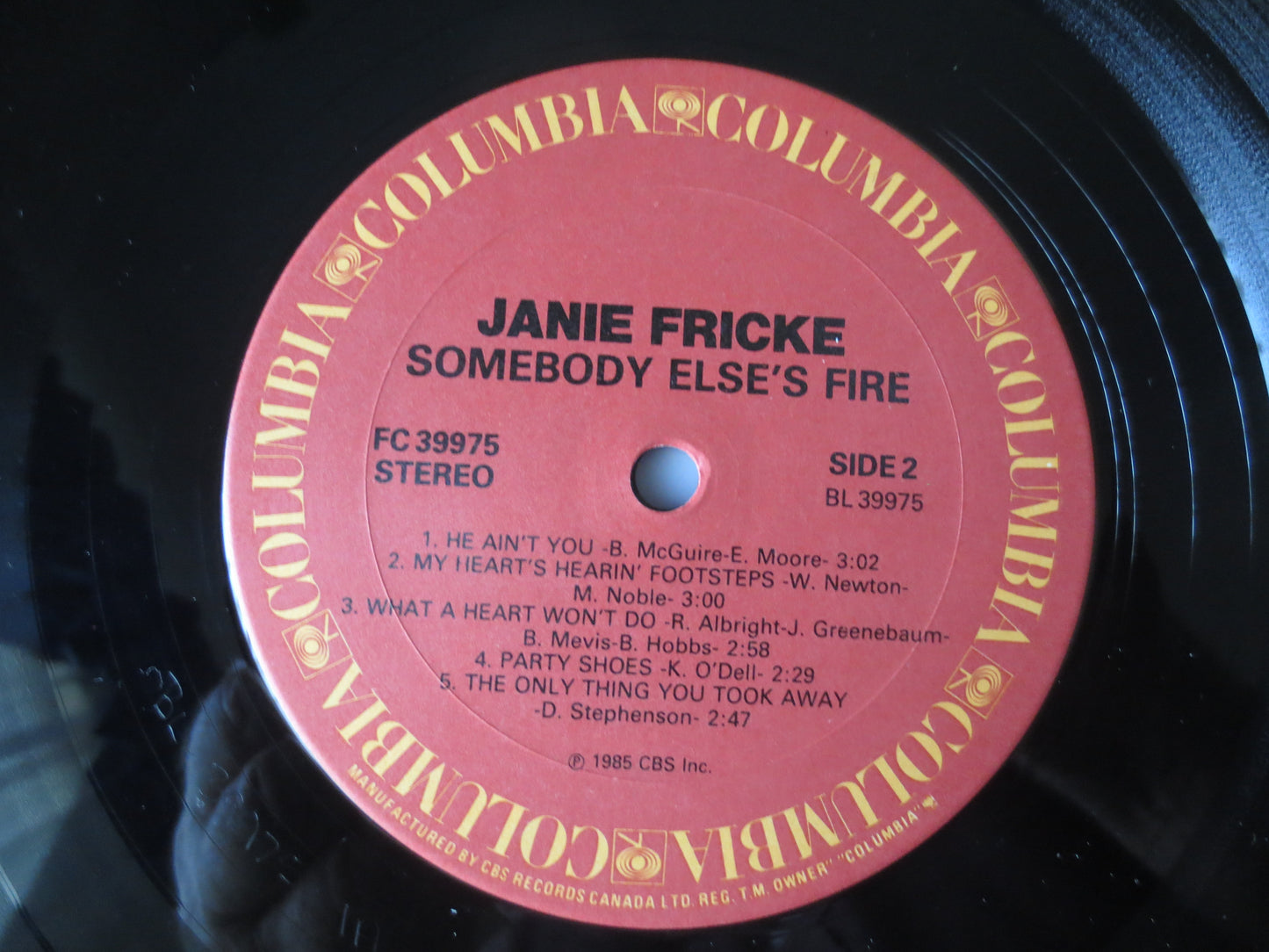 JANIE FRICKE, SOMEBODY Else's Fire, Janie Fricke Records, Janie Fricke Album, Janie Fricke lps, Vinyl Record, 1985 Records