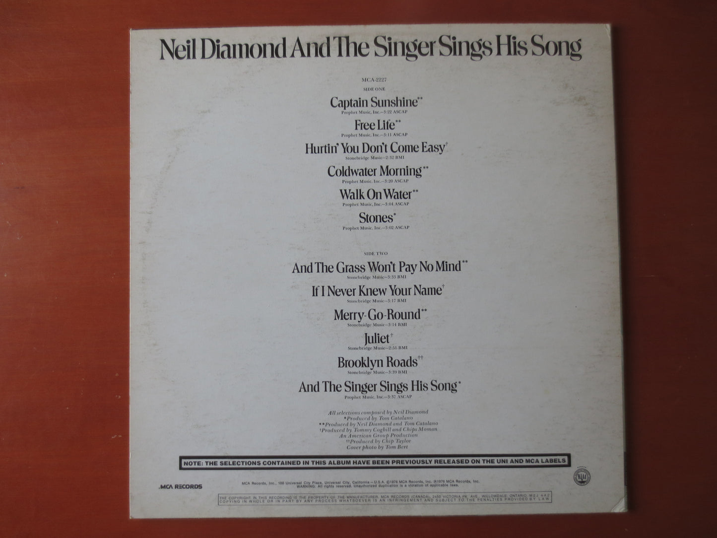 NEIL DIAMOND, And The SINGER Sings, Pop Record, Neil Diamond Record, Neil Diamond lps, lps, Pop Vinyl, Vinyl, 1976 Records