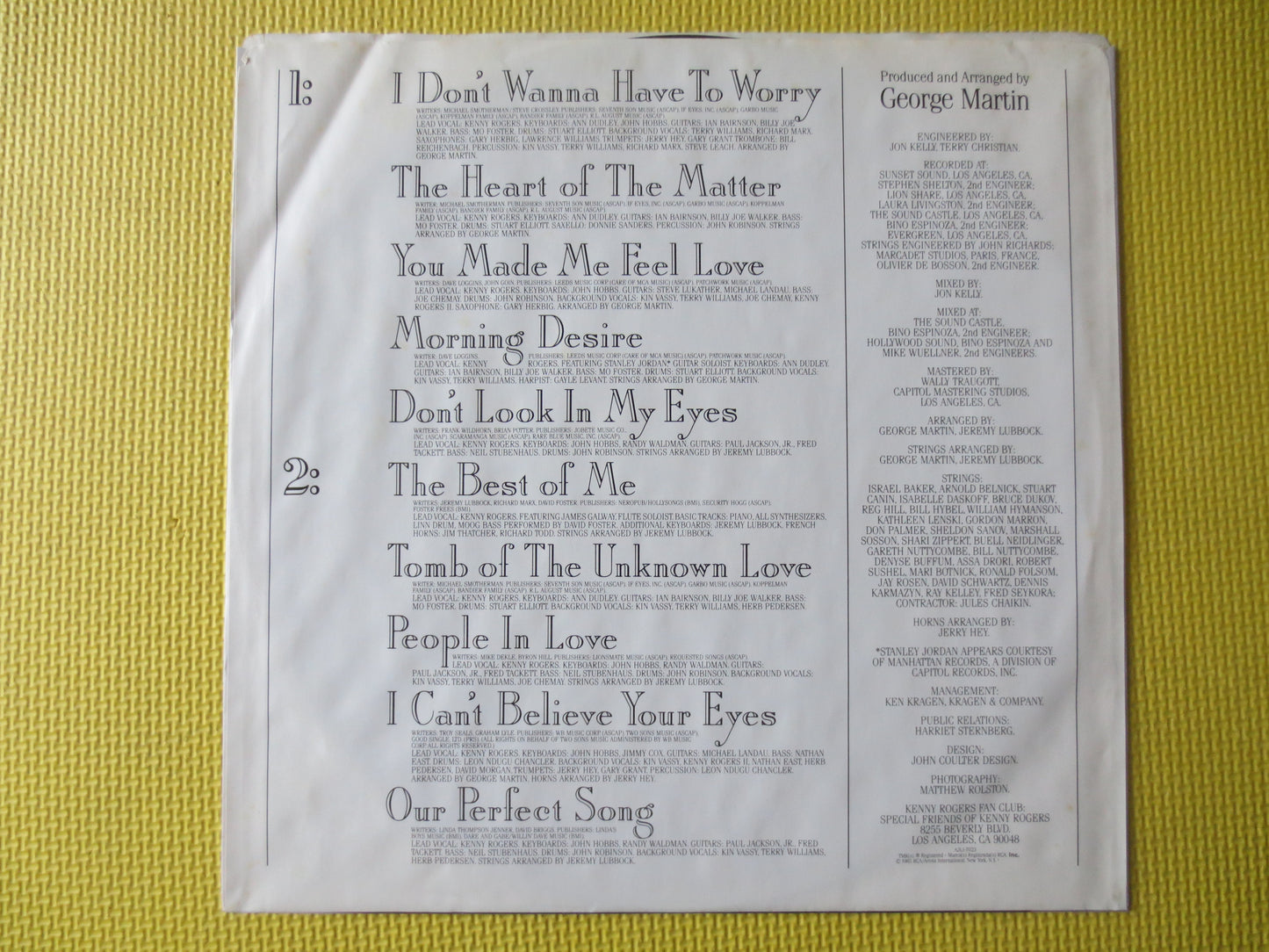 KENNY ROGERS, HEART Of The Matter, Country Records, Kenny Rogers Records, Kenny Rogers Album,  Kenny Rogers lp, 1985 Records