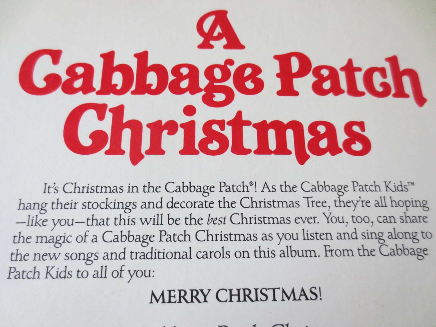 CABBAGE PATCH CHRISTMAS, Cabbage Patch Kids, Christmas Vinyl, Christmas Albums, Childrens Vinyl, Kids Vinyl, 1984 Records