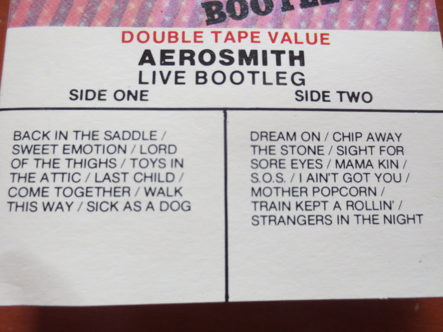 AEROSMITH Tape, Live BOOTLEG Tape, AEROSMITH Album, Aerosmith Music, Aerosmith Song, Tape Cassette, Cassette, 1978 Cassette