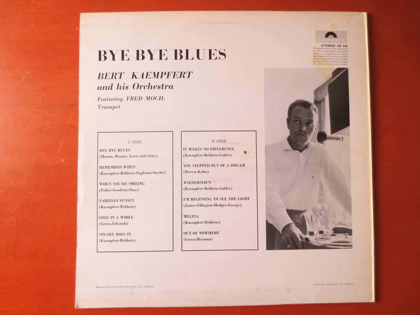 BERT KAEMPFERT, BYE Bye Blues, Bert Kaempfert Album, Jazz Records, Jazz Albums, Bert Kaempfert Music, Vinyl, 1965 Records