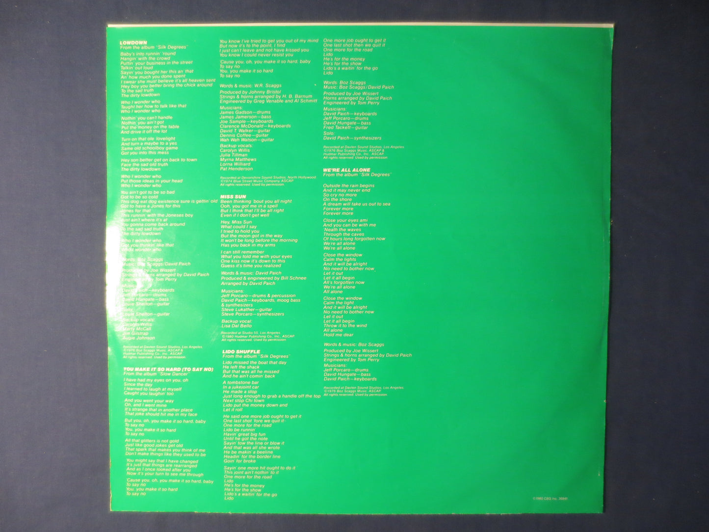 BOZ SCAGGS, HITS, Boz Scaggs Record, Boz Scaggs Album, Boz Scaggs Lp, Vinyl Record, Rock Records, Rock Album, 1980 Records