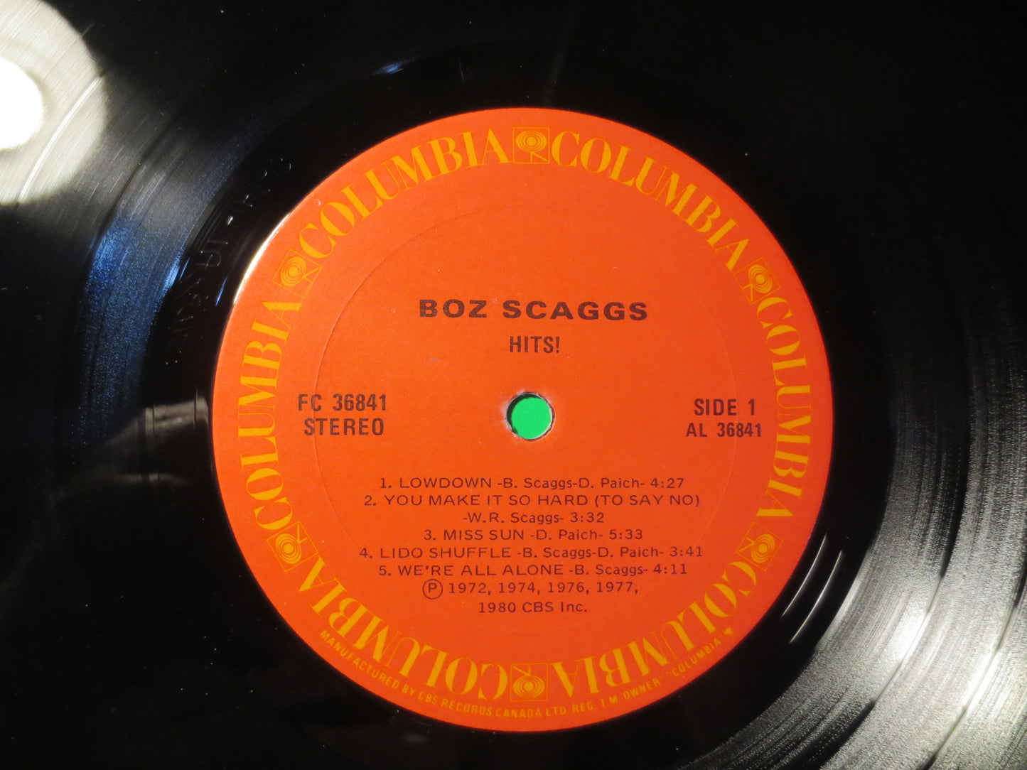 BOZ SCAGGS, HITS, Boz Scaggs Record, Boz Scaggs Album, Boz Scaggs Lp, Vinyl Record, Rock Records, Rock Album, 1980 Records