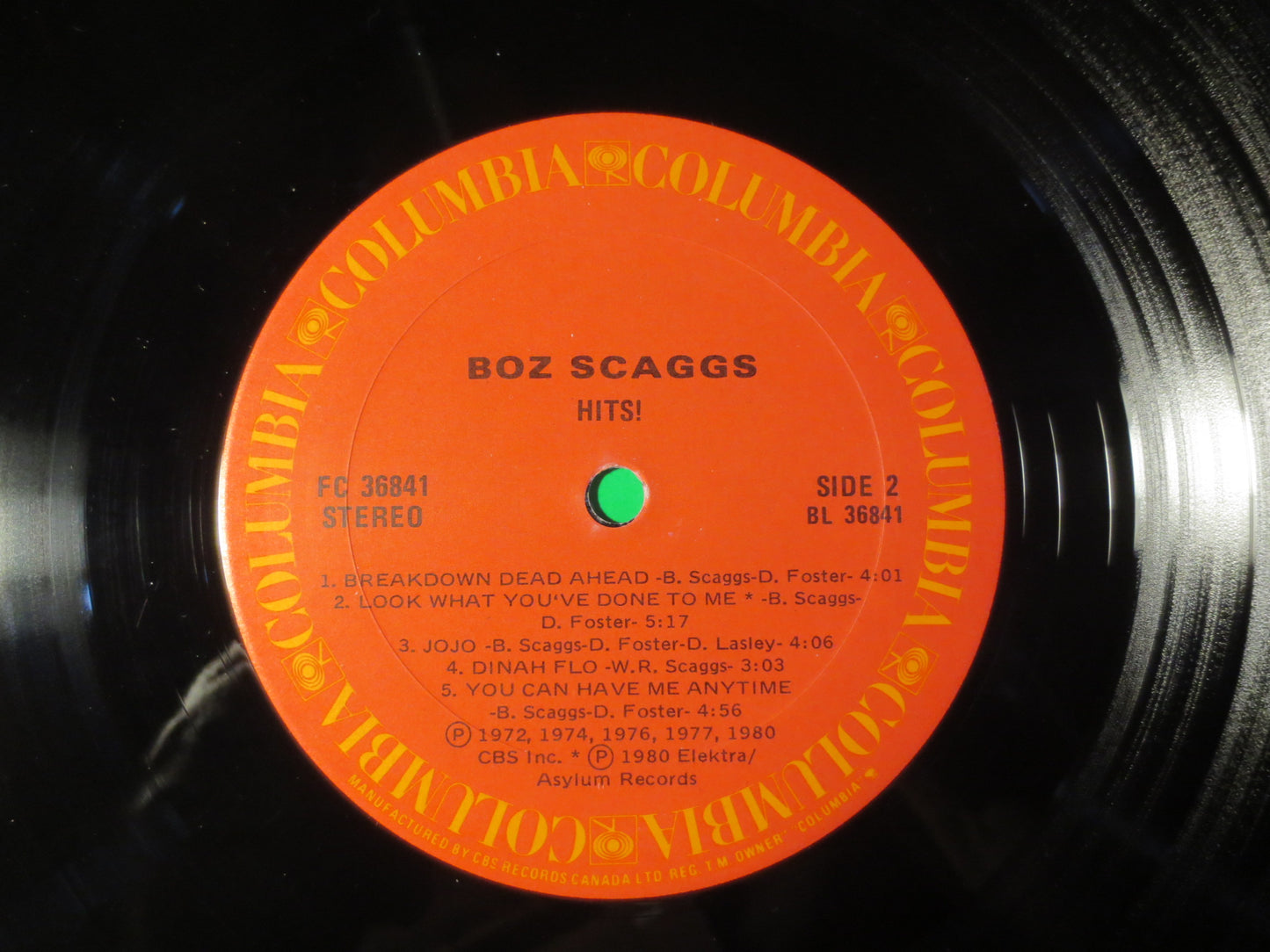 BOZ SCAGGS, HITS, Boz Scaggs Record, Boz Scaggs Album, Boz Scaggs Lp, Vinyl Record, Rock Records, Rock Album, 1980 Records