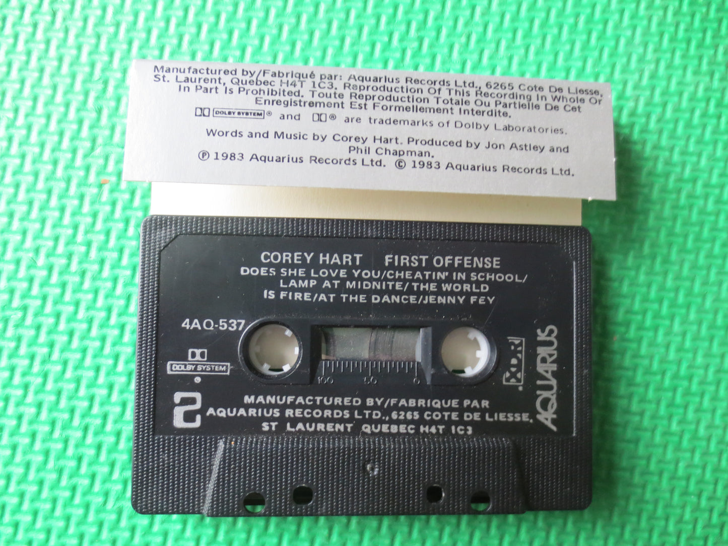 COREY HART, FIRST Offense, Corey Hart Cassette, Corey Hart Tapes, Rock Cassettes, Rock Tapes, Cassettes, 1983 Cassette