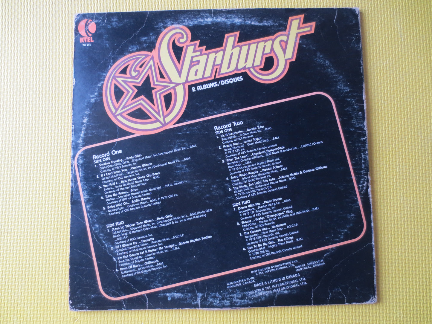 STARBURST, K-Tel RECORDS, Andy Gibb Lp, Prism Lp, JamesTaylor Lp, Records, Vinyl Records, K-Tel Lp, Vinyl Lp, 1978 Records