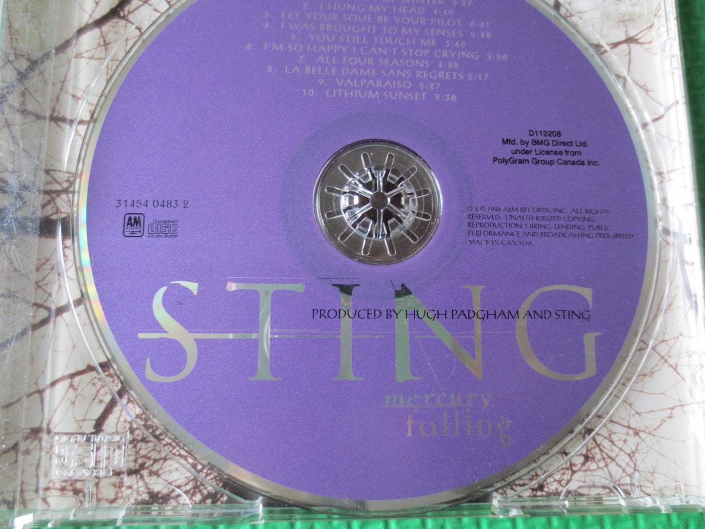 STING, Mercury Falling, STING Cds, Vintage Compact Disc, STING Albums, Sting Lps, Music Cd, Rock Music Cd, 1996 Compact Disc