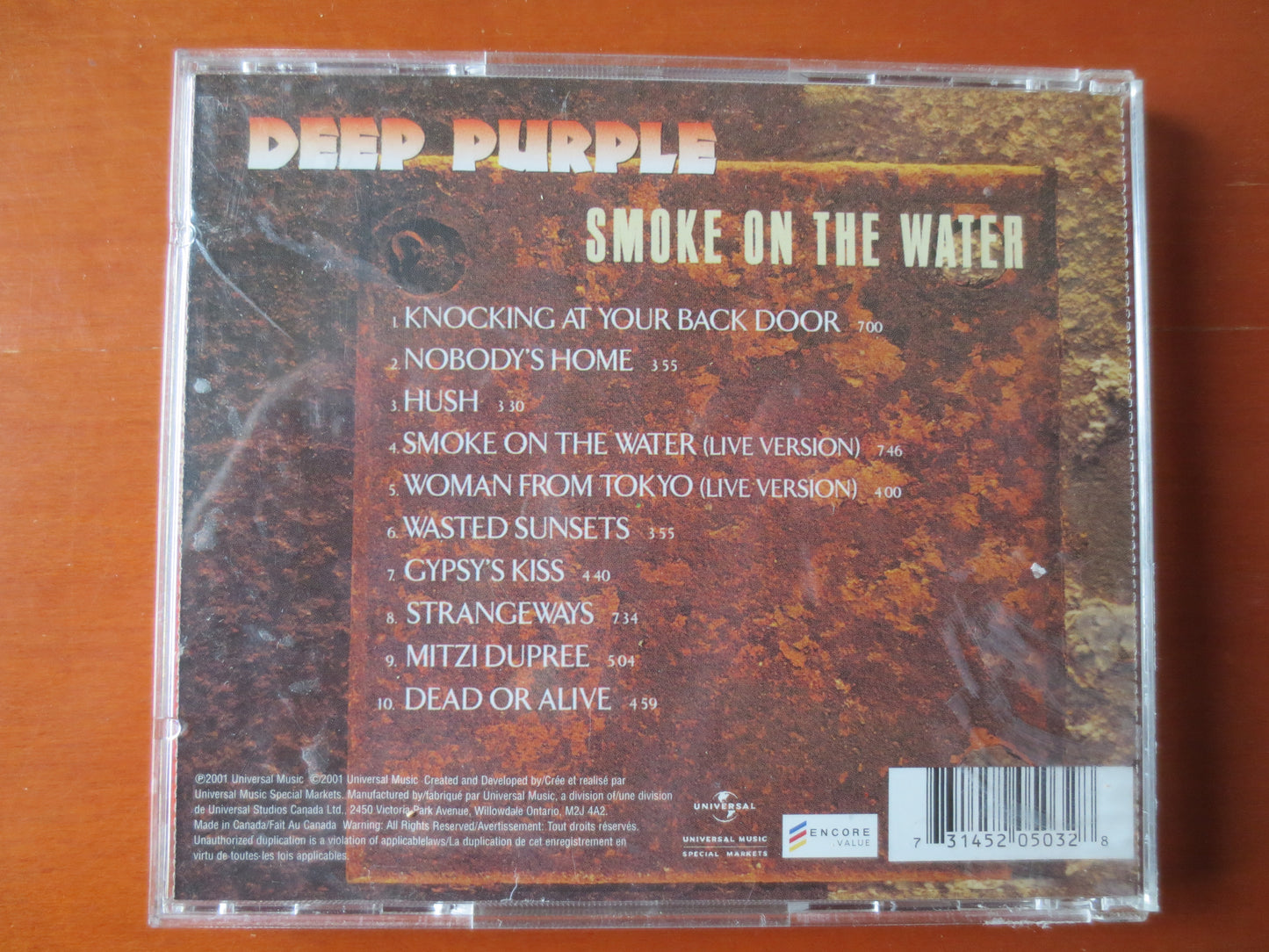 DEEP PURPLE, SMOKE on the Water, Deep Purple Cd, Deep Purple Lp, Music Cd, Rock Music Cd, Pop Music Cd, 2001 Compact Disc