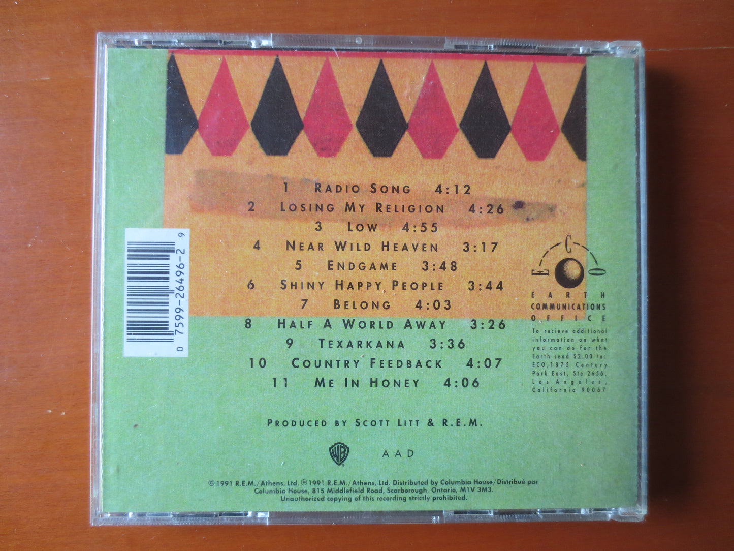 R.E.M., Out of TIME, R.E.M. Cd, R.E.M. Lp, Music Cd, Rock Music Cd, Pop Cd, R.E.M. Song, Rock, Pop Music Cd, 1991 Compact Disc