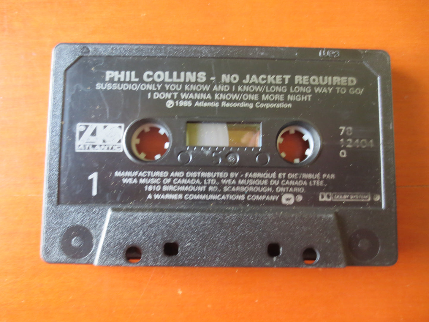 PHIL COLLINS Tape, No Jacket Required, Phil Collins Album, Phil Collins Music, Tape Cassette, Cassette, 1985 Cassette