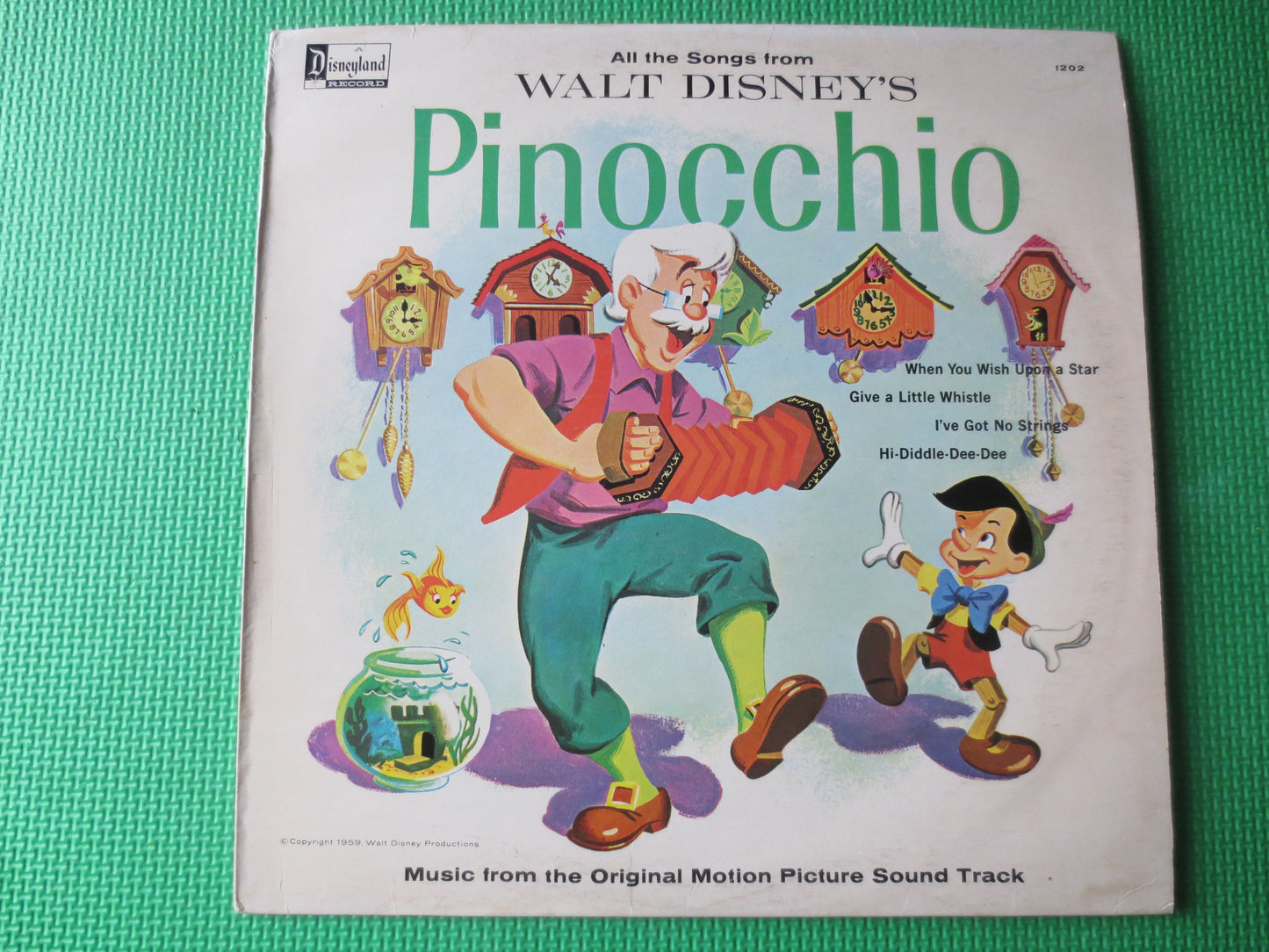 PINOCCHIO, DISNEYLAND Records, DISNEY Records, Disneyland Albums, Disney Albums, Childrens Records, Vinyl Lp, 1963 Records