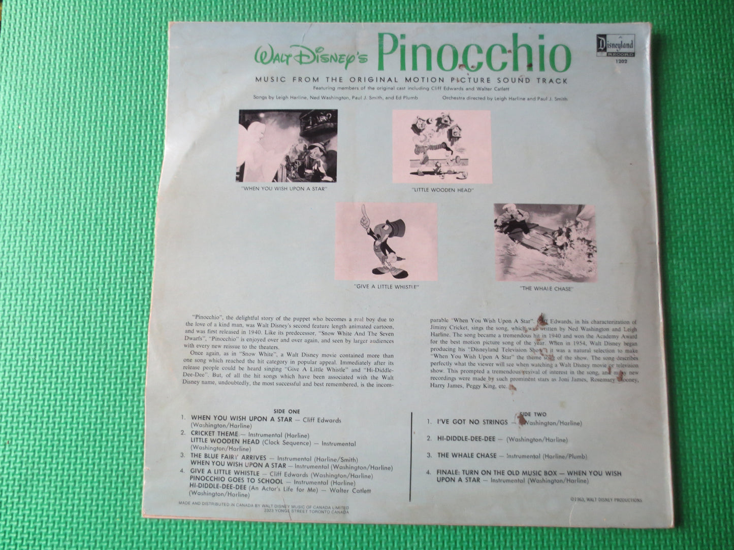 PINOCCHIO, DISNEYLAND Records, DISNEY Records, Disneyland Albums, Disney Albums, Childrens Records, Vinyl Lp, 1963 Records