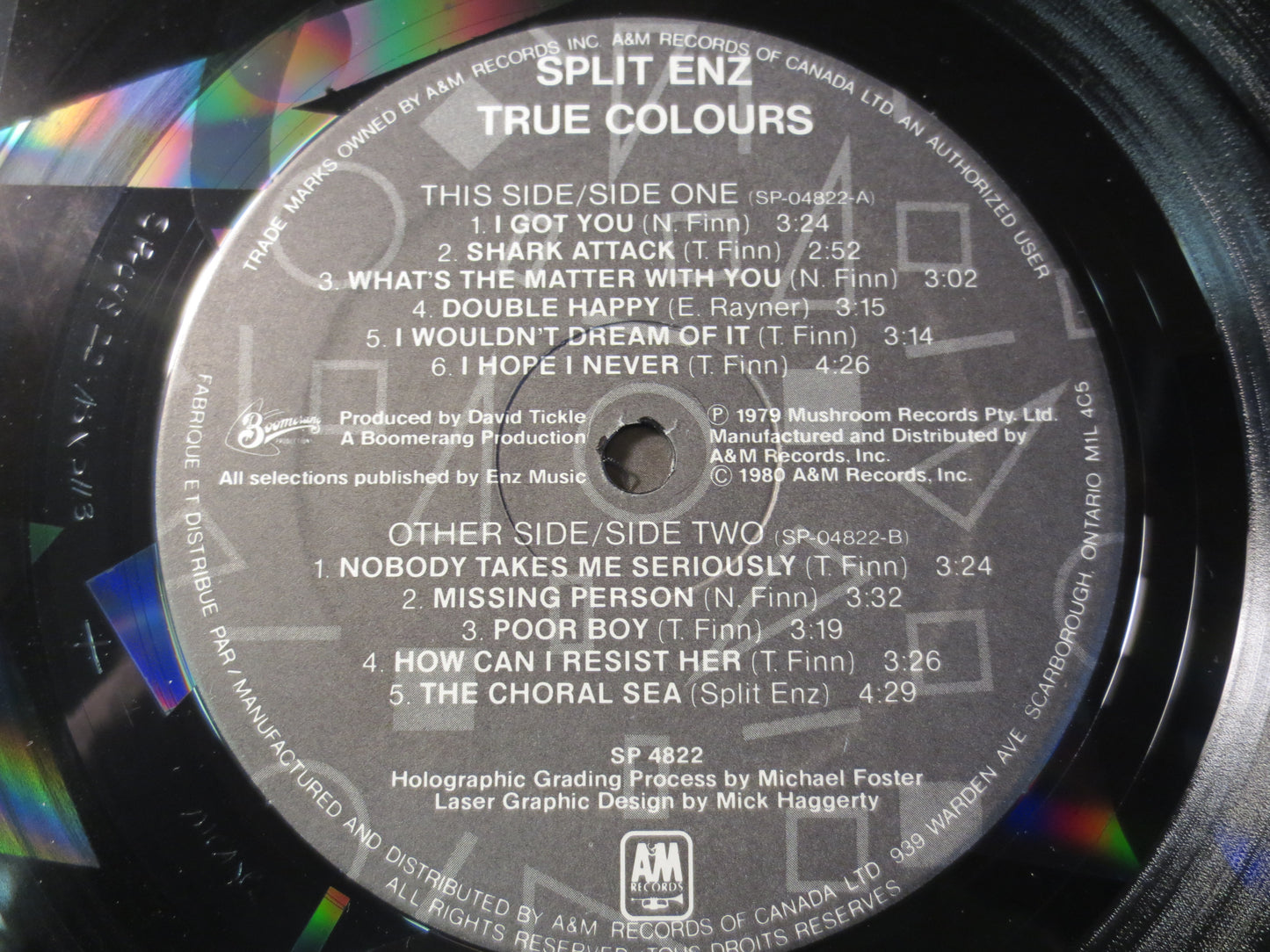 SPLIT ENZ, TRUE Colours, 3D Vinyl, Rock Records, Split Enz Records, Split Enz Albums, Split Enz Vinyl, Vinyl, 1980 Records