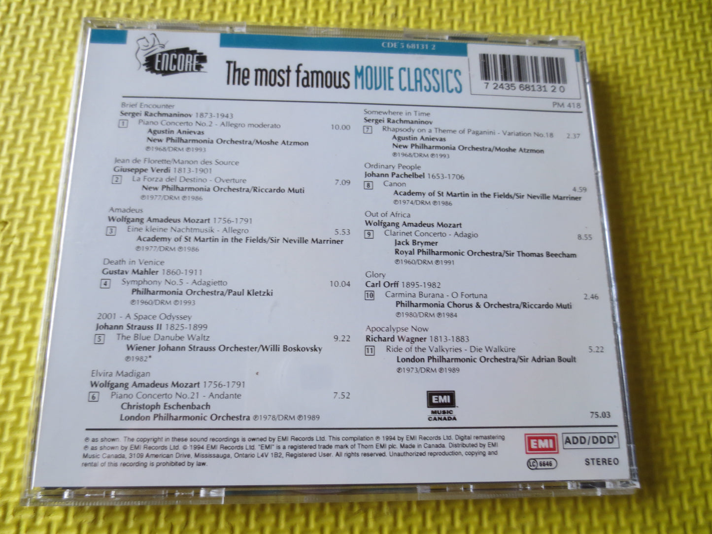 MOVIE CLASSICS, Movie MUSIC, Movie Soundtracks, Movie Themes, Cds, Vintage Cd, Compact Disc, Music Cd, 1994 Compact Disc