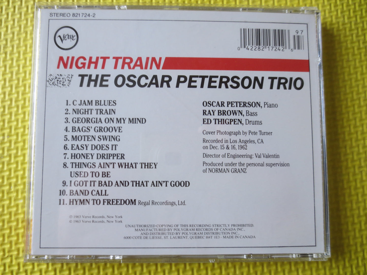 OSCAR PETERSON, JAZZ, Night Train, Jazz Cd, Jazz Compact Disc, Jazz Album, Cd Jazz, Classic Jazz Cd, Oscar Peterson Cd, 1993 Compact Discs