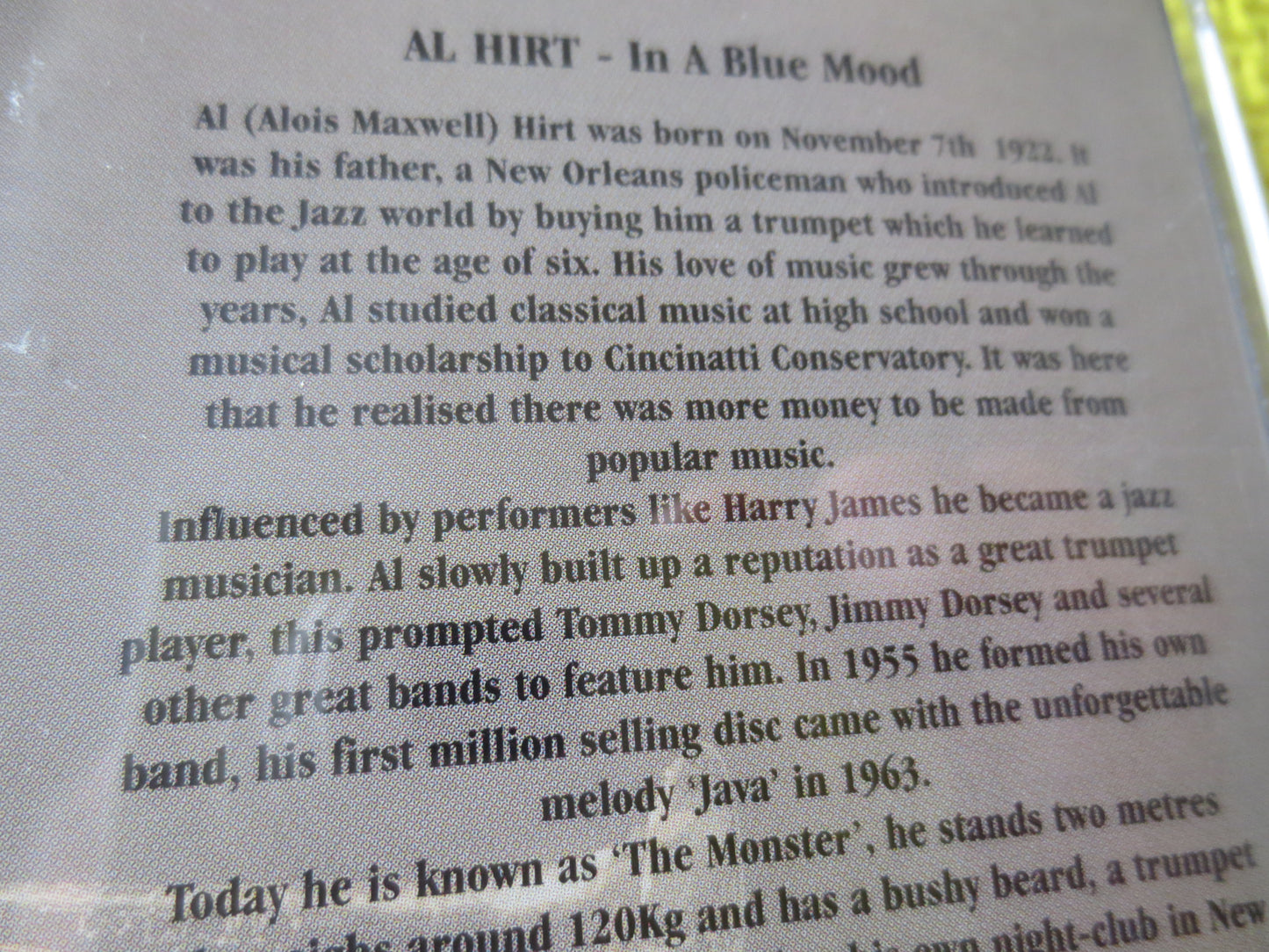 AL HIRT, In A BLUE Mood, Al Hirt Cd, Al Hirt Music, Jazz Music Cd, Jazz Cd, Swing Cd, Big Band Cd, Cds, 1998 Compact Discs