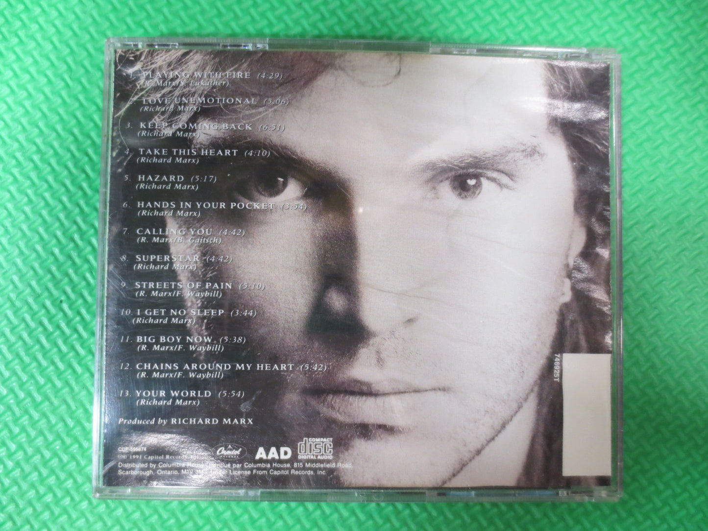 RICHARD MARX, RUSH Street, Richard Marx Cd, Rush Street Cd, Richard Marx Lp, Richard Marx Album, Rock Cd, 1991 Compact Disc