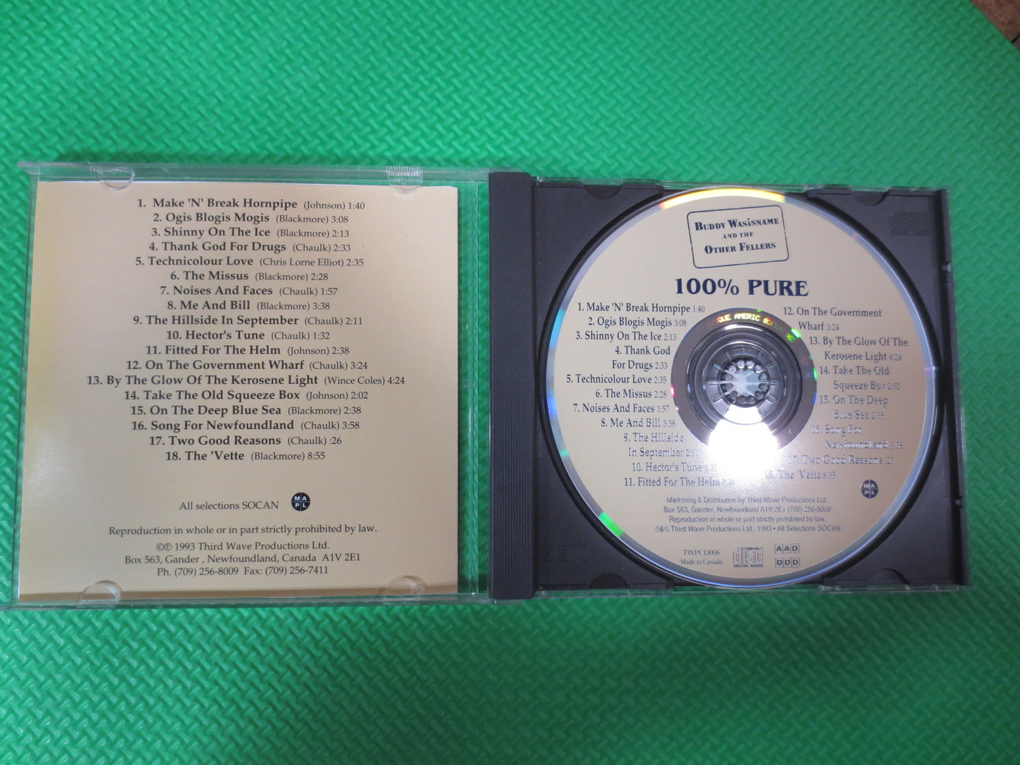 BUDDY WASISNAME, 100 PURE, Buddy Wasisname Cd, 100 Pure Cd,  Vintage Compact Disc, Music Cd, Country Cd, 1993 Compact Disc