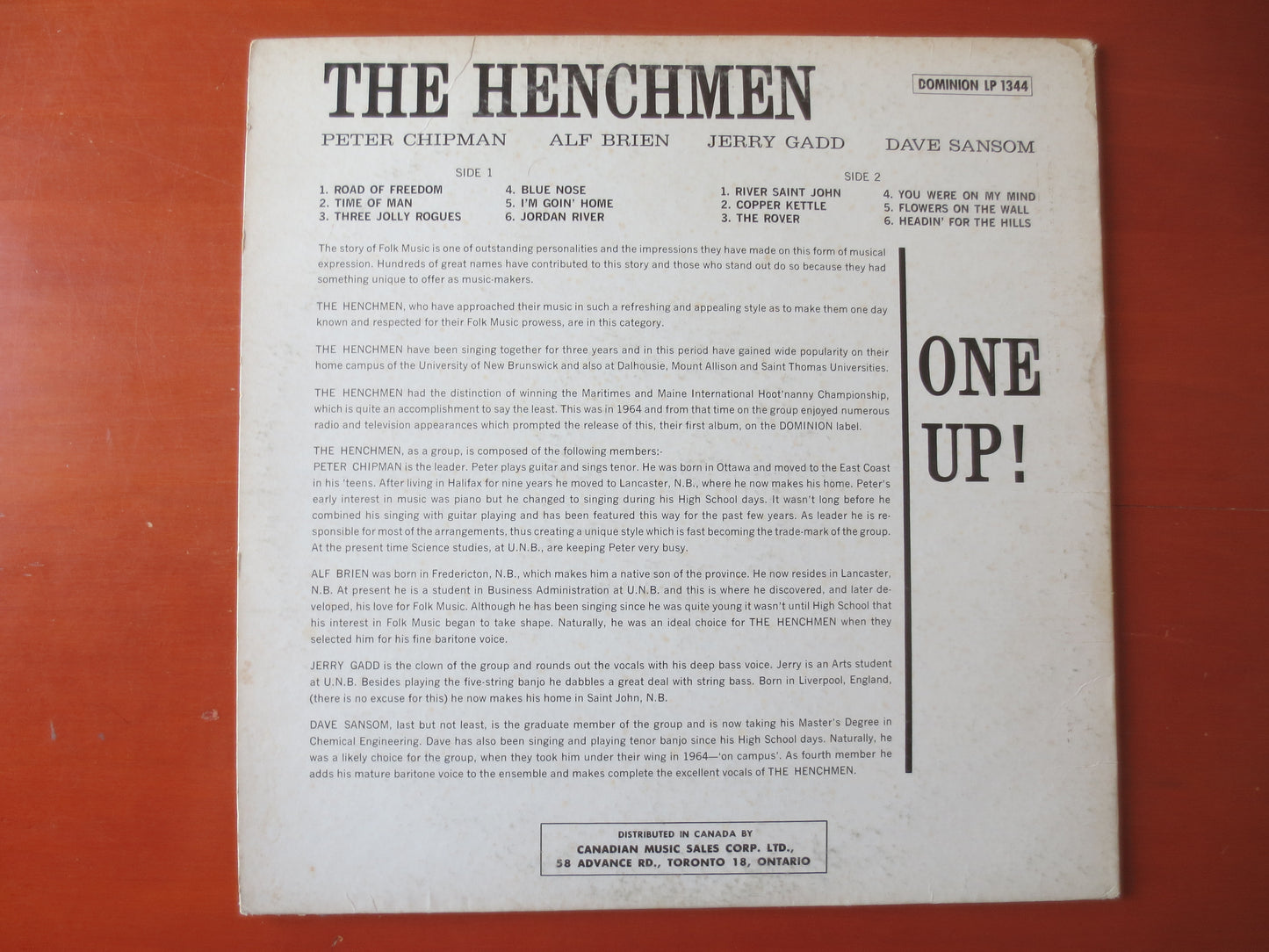 The HENCHMEN, One Up, The HENCHMEN Records, The HENCHMEN Albums, The Henchmen lps, Vinyl Record, Folk Records, 1965 Records