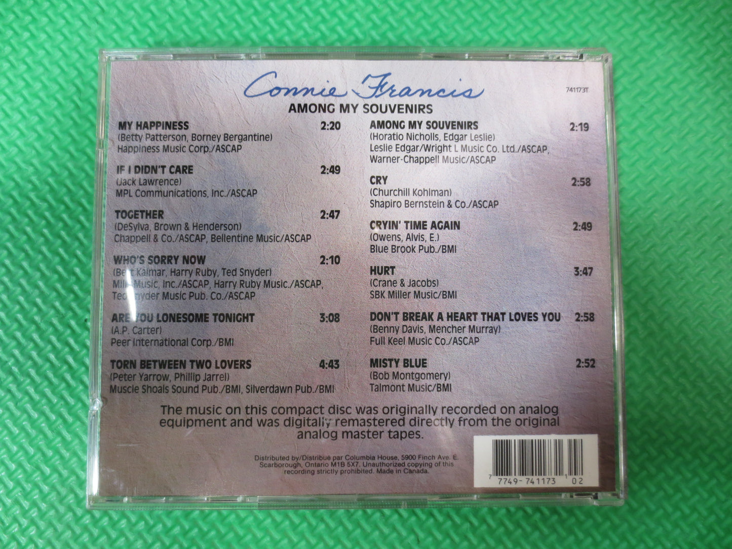 CONNIE FRANCIS, Among My SOUVENIRS, Connie Francis Cd, Vintage Compact Disc, Music Cd, Cd Music, Pop Cd, 1990 Compact Disc