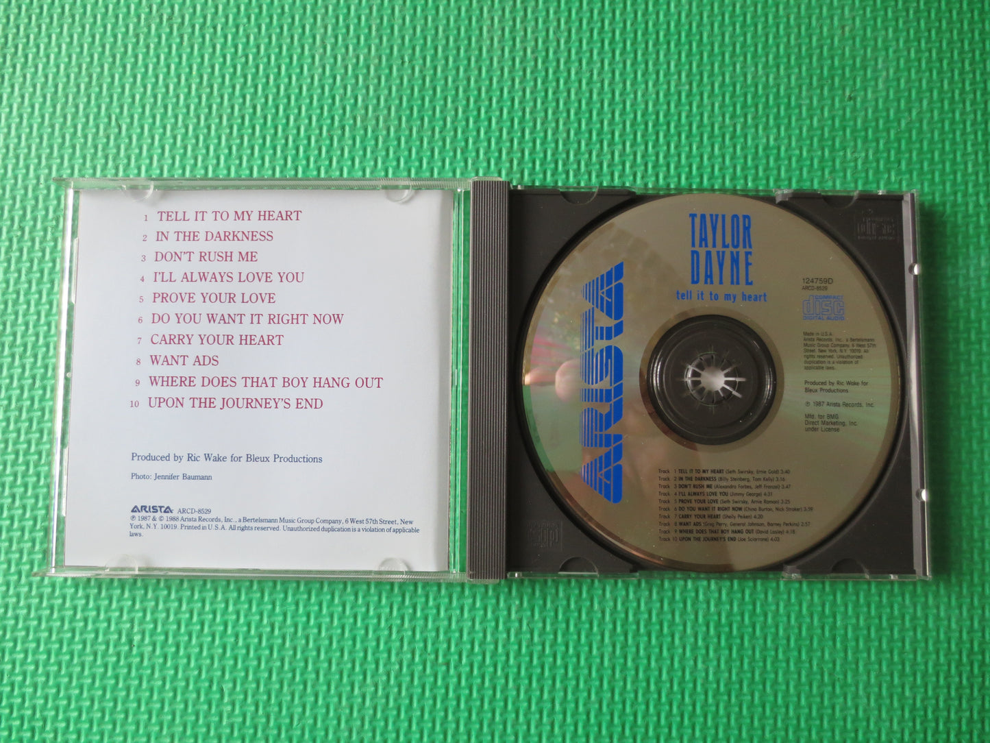 TAYLOR DAYNE, Tell It To My HEART, Taylor Dayne Cd, Taylor Dayne Lps, Classic Rock Cd, Synth Rock Lp, Cds, 1988 Compact Disc