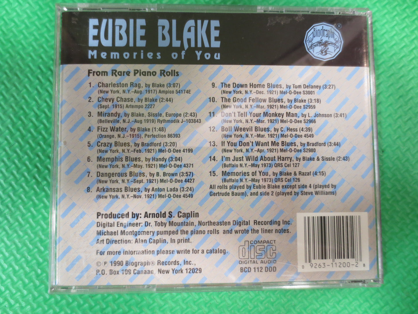 EUBIE BLAKE, MEMORIES of You, Eubie Blake Cd, Jazz Compact Disc, Eubie Blake Lp, Jazz Cd, Ragtime Cd, 1990 Compact Discs