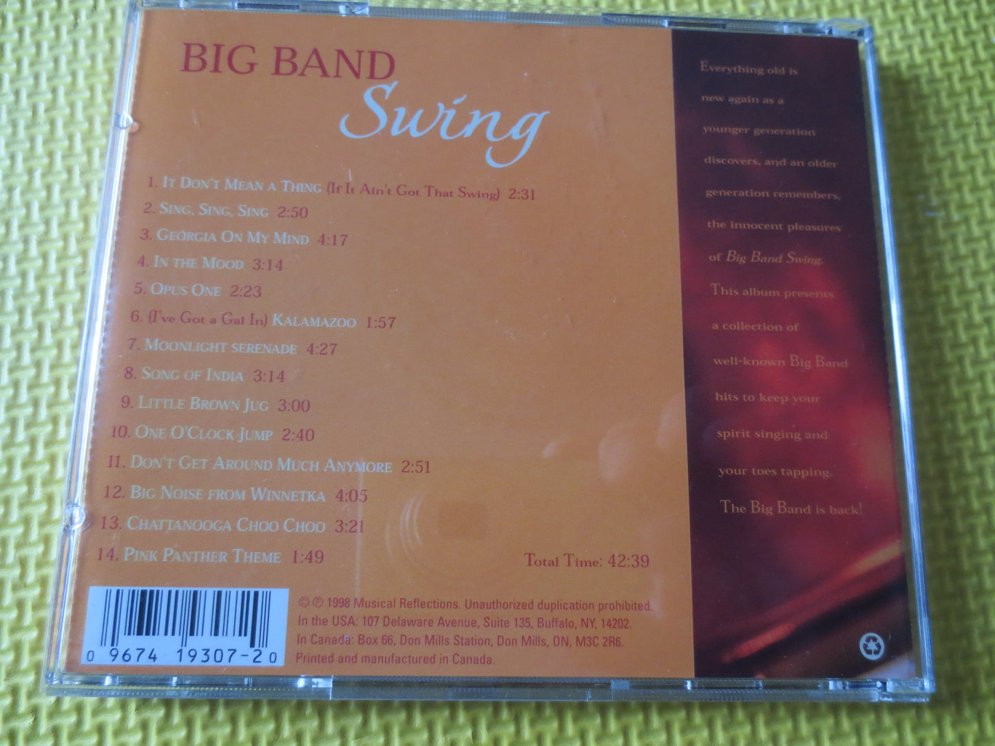 BIG BAND SWING, Big Band Cd, Swing Cd, Jazz Cd, Swing Music Cd, Jazz Music Cd, Swing Albums, Band Music Cds, 1998 Compact Disc