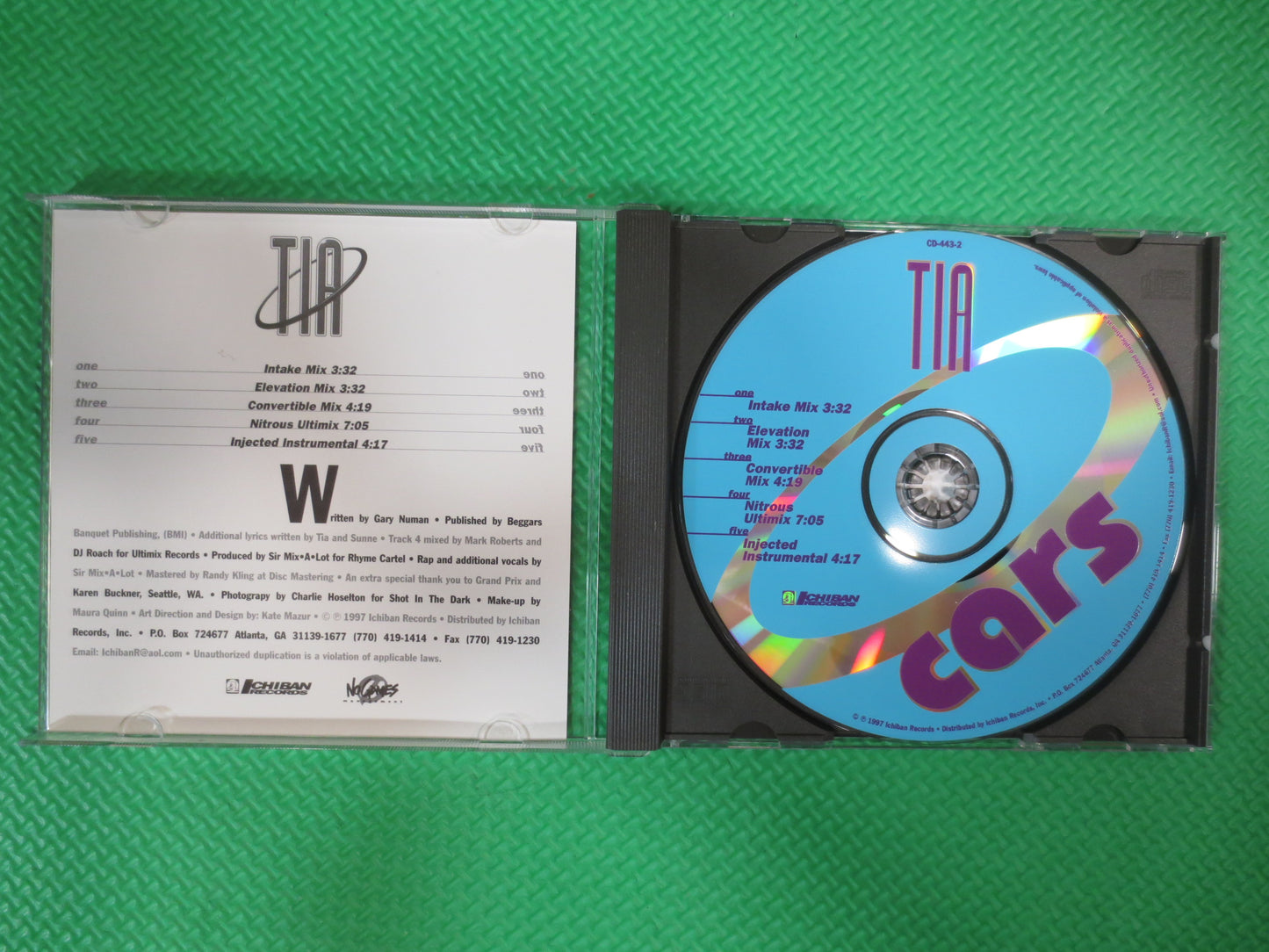 TIA, CARS, TIA Cd, Tia Compact Disc, Tia Album, Tia Lp, Pop Cd, Classic Pop Cd, Vintage Compact Disc, 1997 Compact Discs