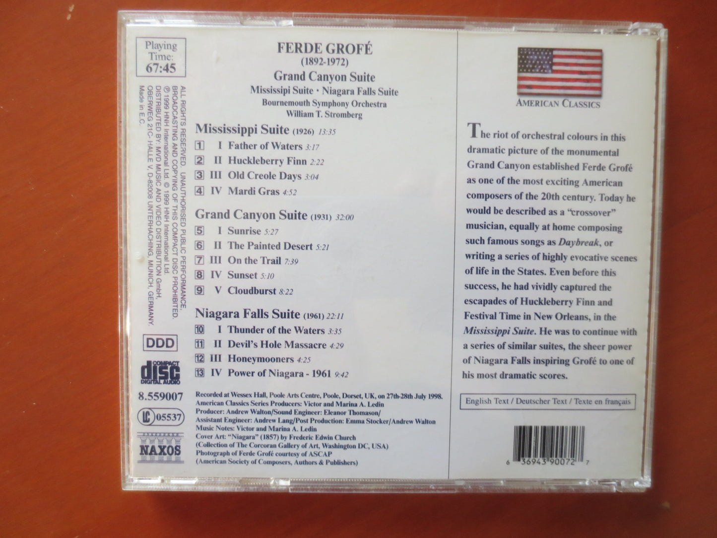 FERDE GROFE, GRAND Canyon Cd, Jazz Compact Disc, Ferde Grofe Album,  Jazz Lp, Jazz Cd, Classic Jazz Cd, 1998 Compact Discs