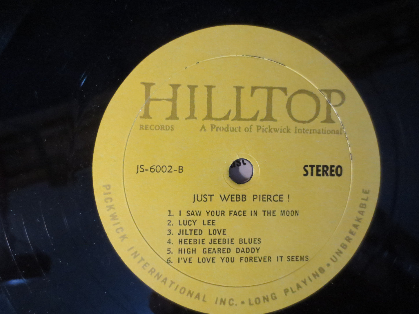 WEBB PIERCE, JUST Webb Pierce, Country Records, Webb Pierce Records, Webb Pierce Albums, Webb Pierce Vinyl, 1965 Records