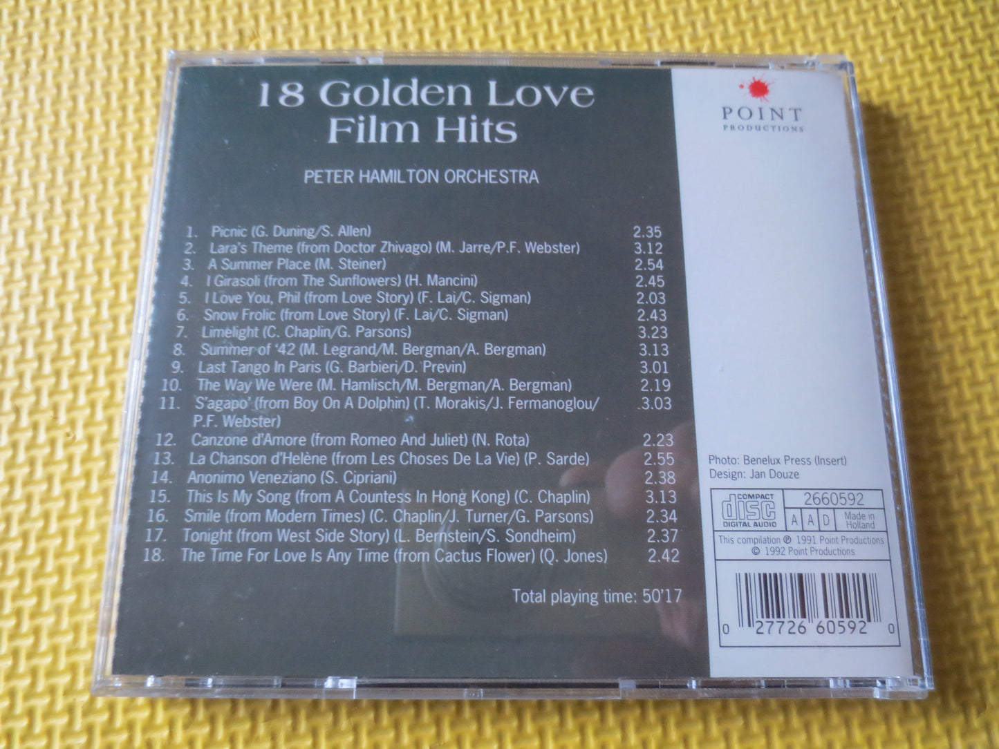 18 GOLDEN LOVE Film Hits, Love Themes Cd, Romantic Music Cd, Music Cd, Film Music Cd, Love Music Cd, Cds, 1992 Compact Disc