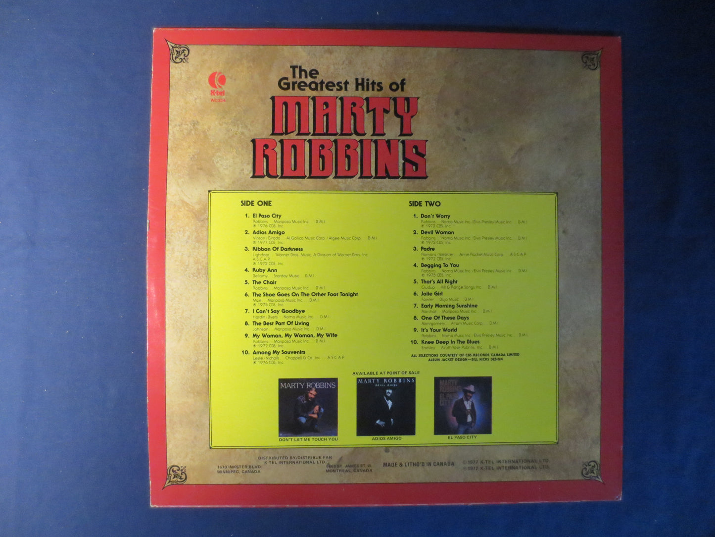 MARTY ROBBINS, The GREATEST Hits, Marty Robbins Albums, Marty Robbins Vinyl, Marty Robbins Lp, Vinyl Lp, 1977 Records