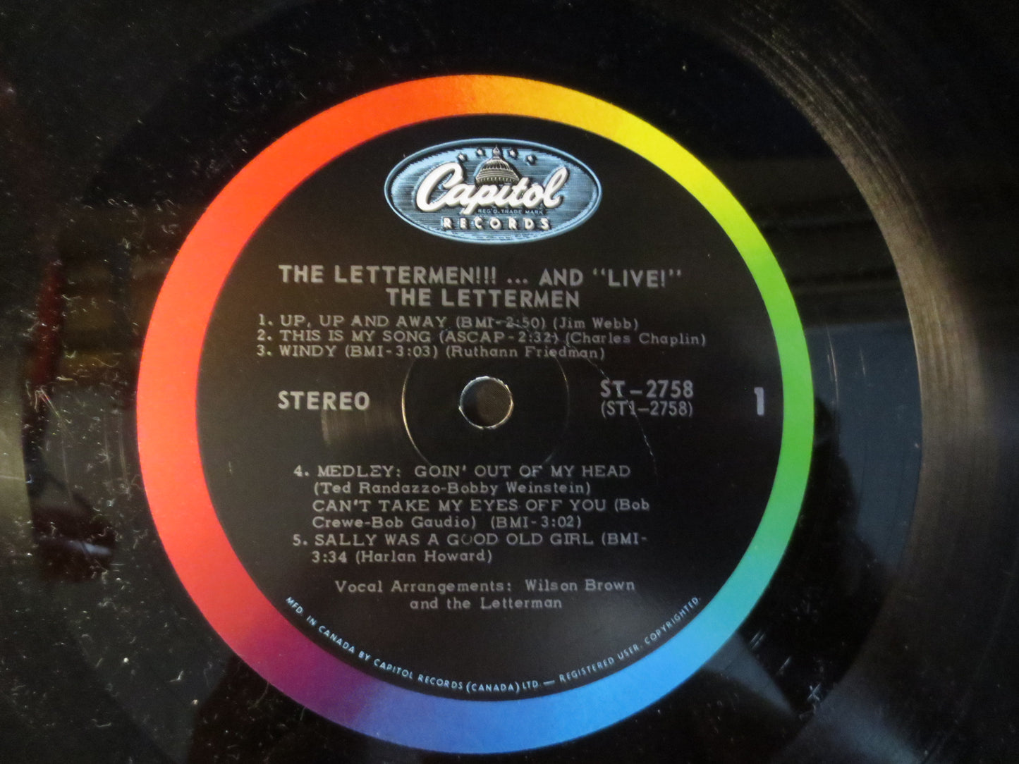 The LETTERMEN RECORD, and LIVE, The Lettermen Albums, The Lettermen Vinyl, The Lettermen Lp, Vinyl Records, 1967 Records